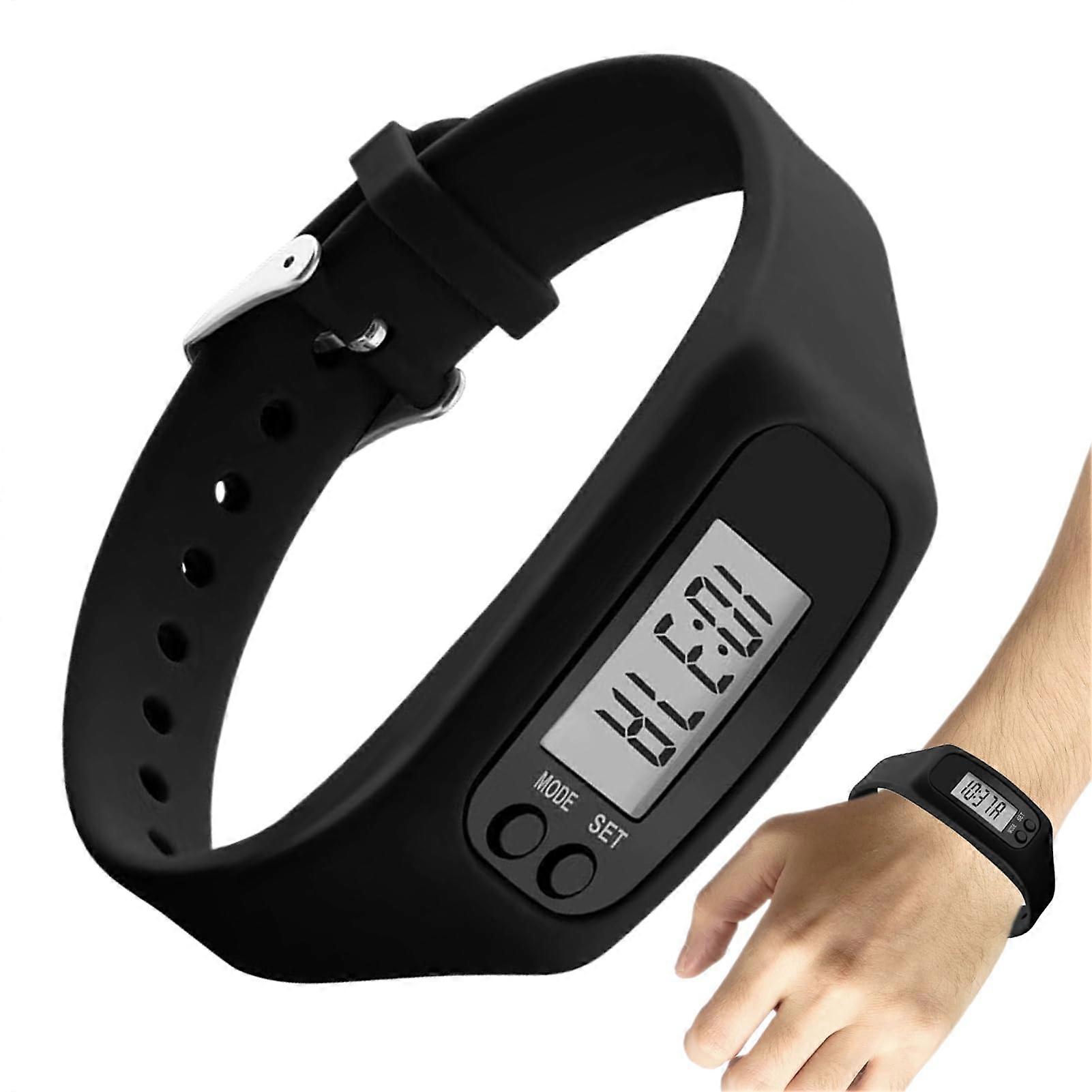 Pedometer Watch Lightweight LCD Display Monitor Fitness Smart Watch Calorie Counter For Walking Jogging Hiking Men Black
