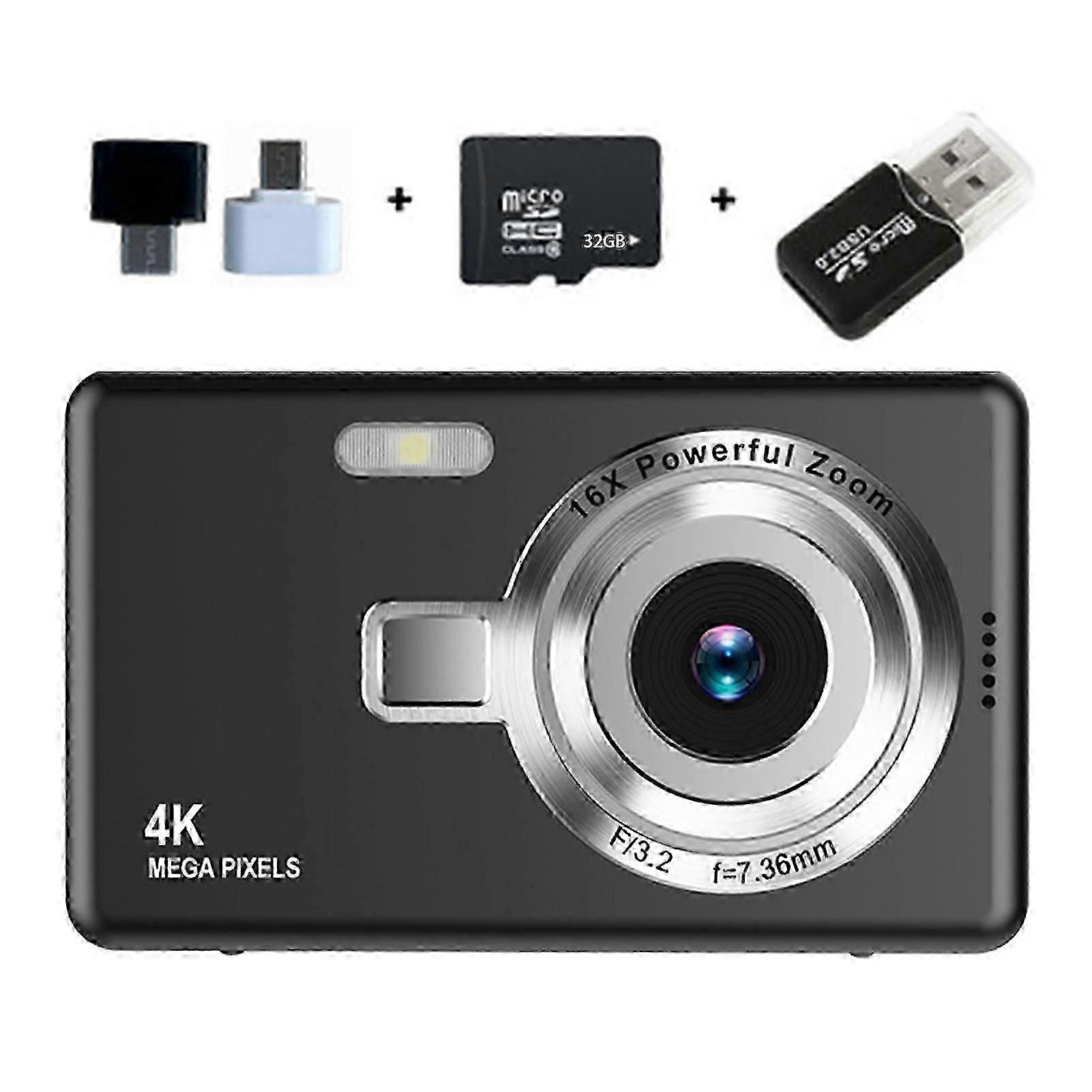 Beginner Friendly 4K Digital Camera with 16x Zoom Compact Photography Camera for Birthday Gifts