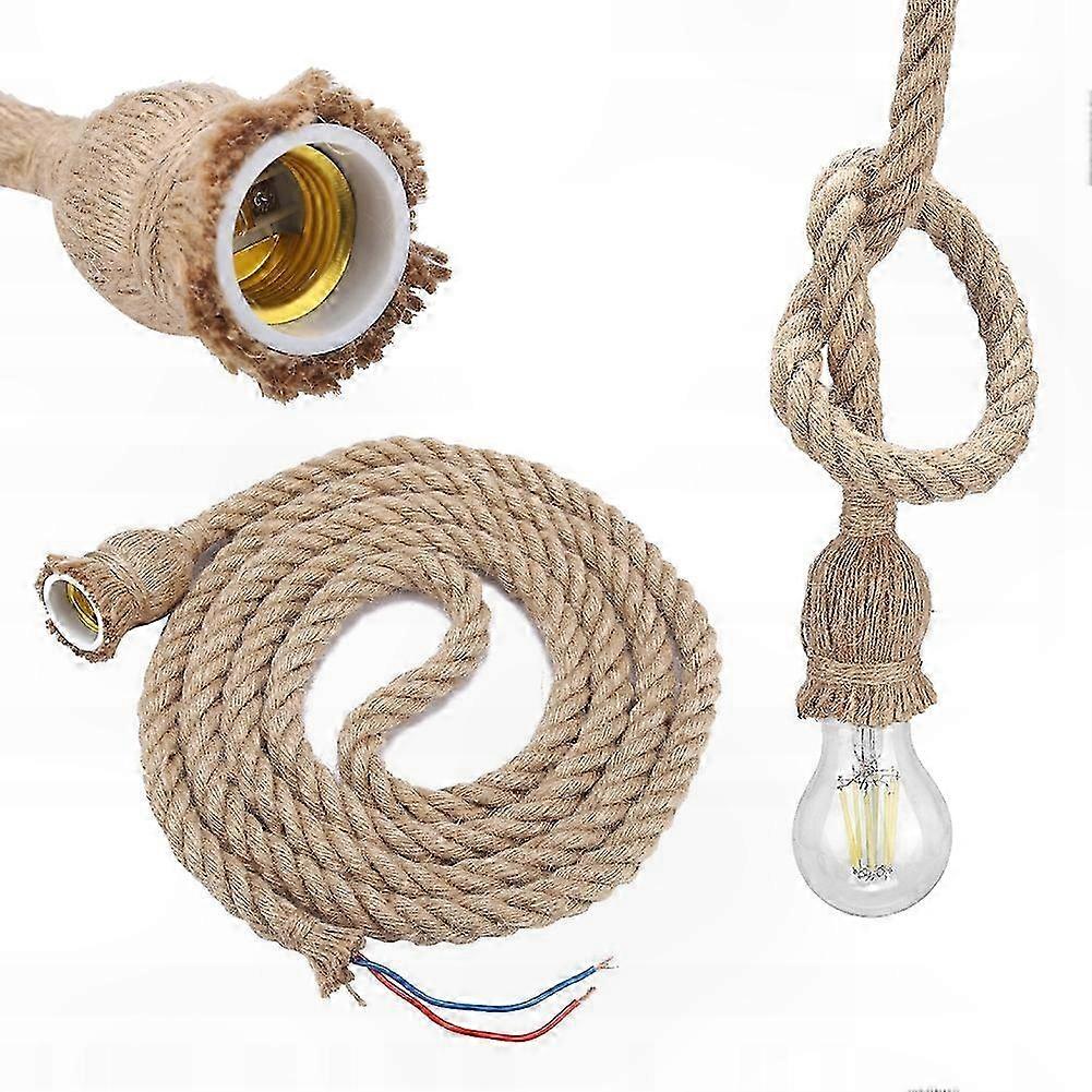 Jute Cord Pendant Lamp with 3m Cable, E27 Socket, 50W, 85-265V