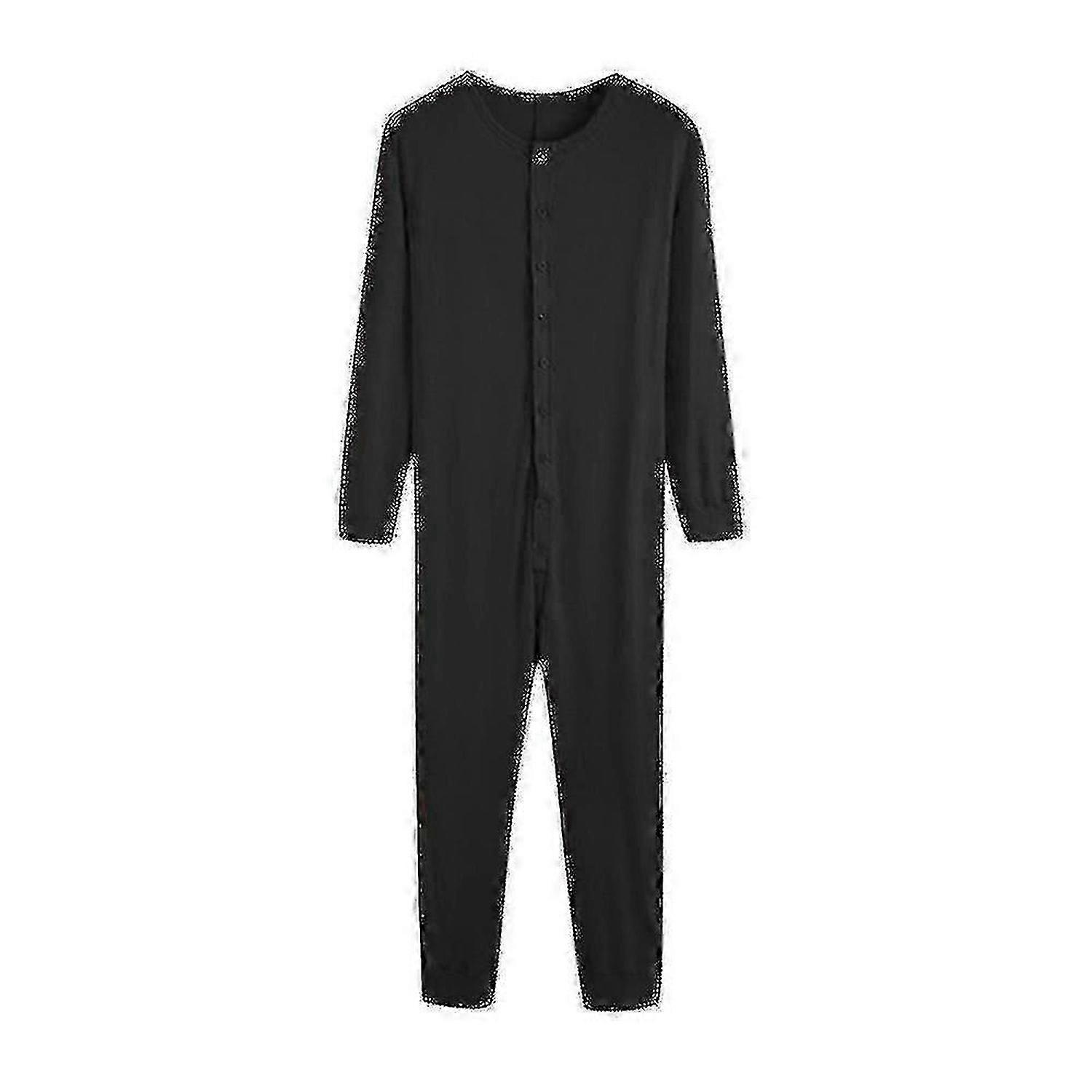 Mäns långärmad pyjamas i ett stycke jumpsuit för nattkläder och hemmaloungewear
