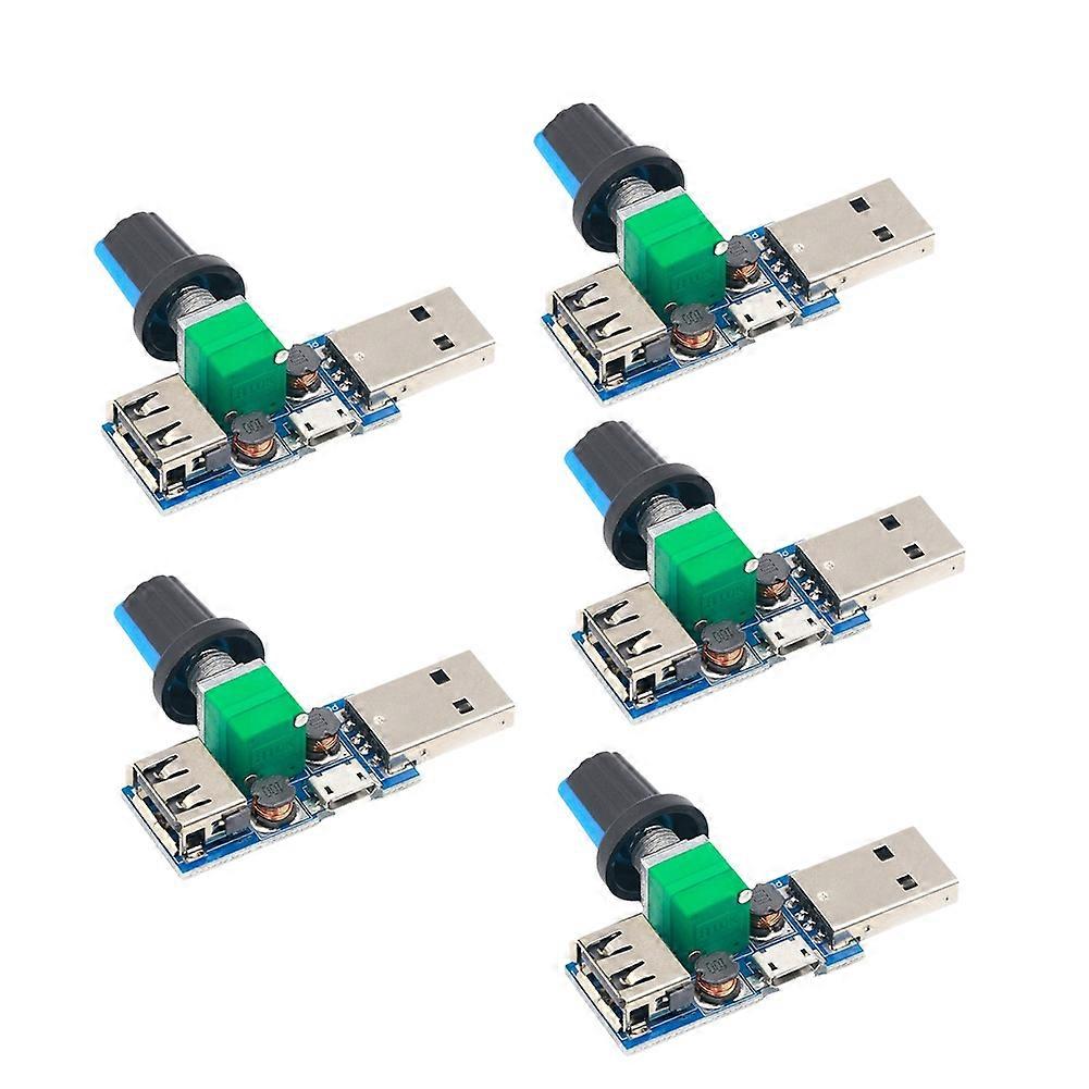 5Pcs Mini USB Fan Governor Wind Speed Controller Air Volume Regulator Cooling Mute Multi Function Fan Speed Switch