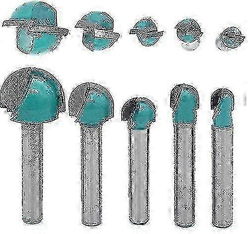 5 Pcs Router Core Box Bits with 6mm Shank for Woodworking - Round Groove Milling Cutters in Various Sizes