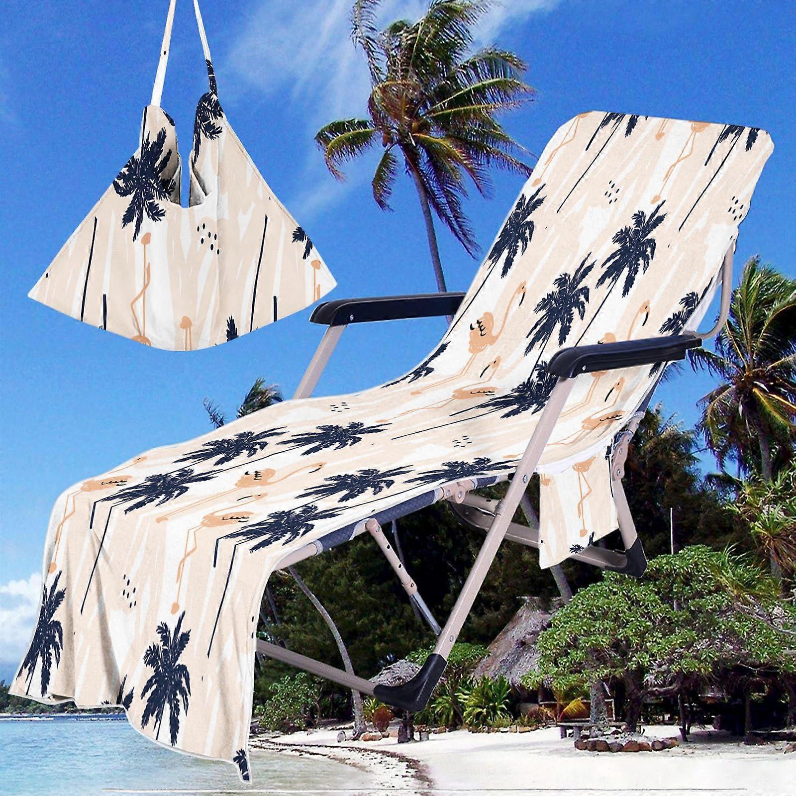 Sun Lounger Towels with Pockets 12.75x210 cm Microfibre Beach Towel 3D Vacation Print For Sunbed Pool Garden