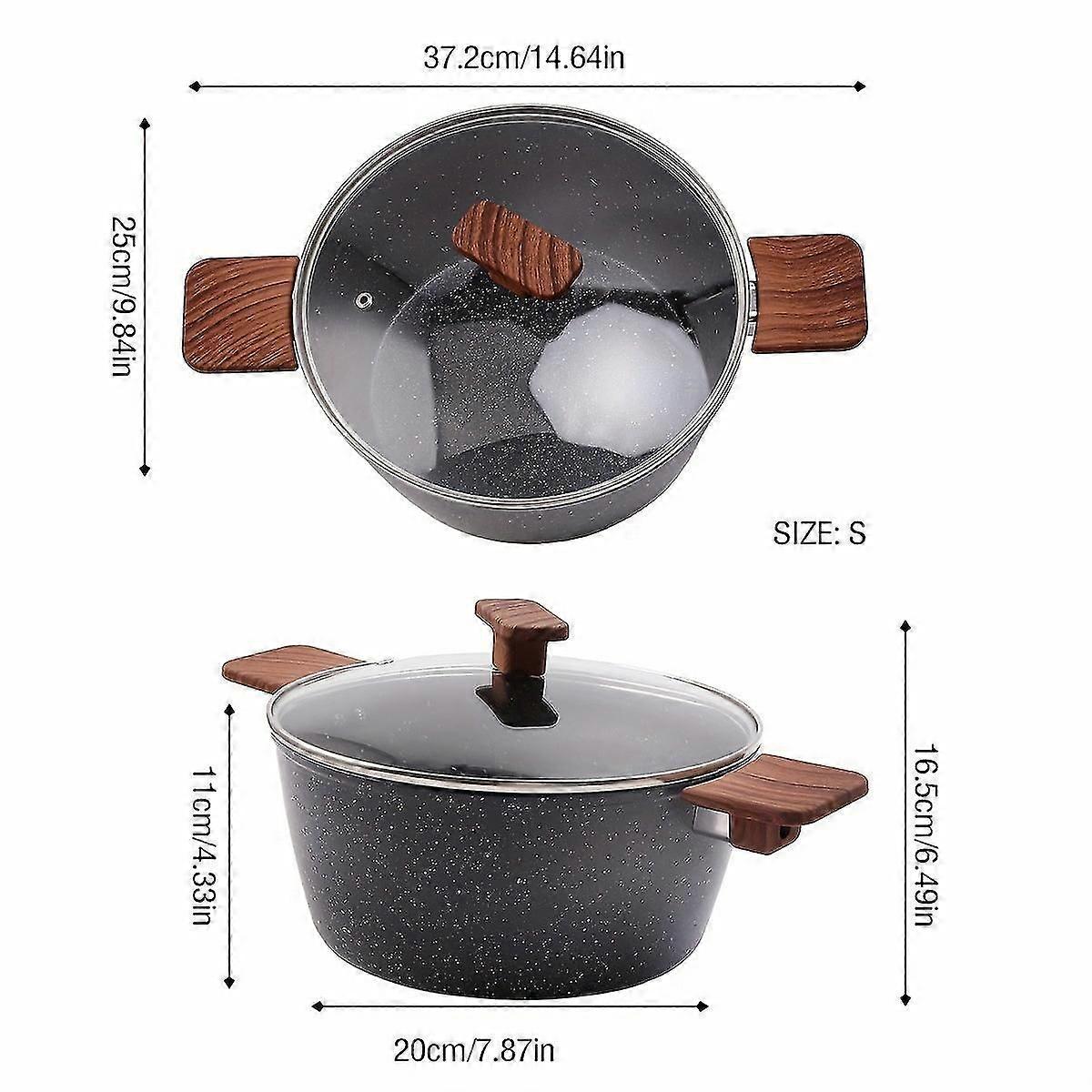 1Pc, Stone Soup Pot, Non-stick Double-ear Stone Soup Pot, Composite Pan Bottom Cooking Pot, Induction Bottom Stew Cooking Pot