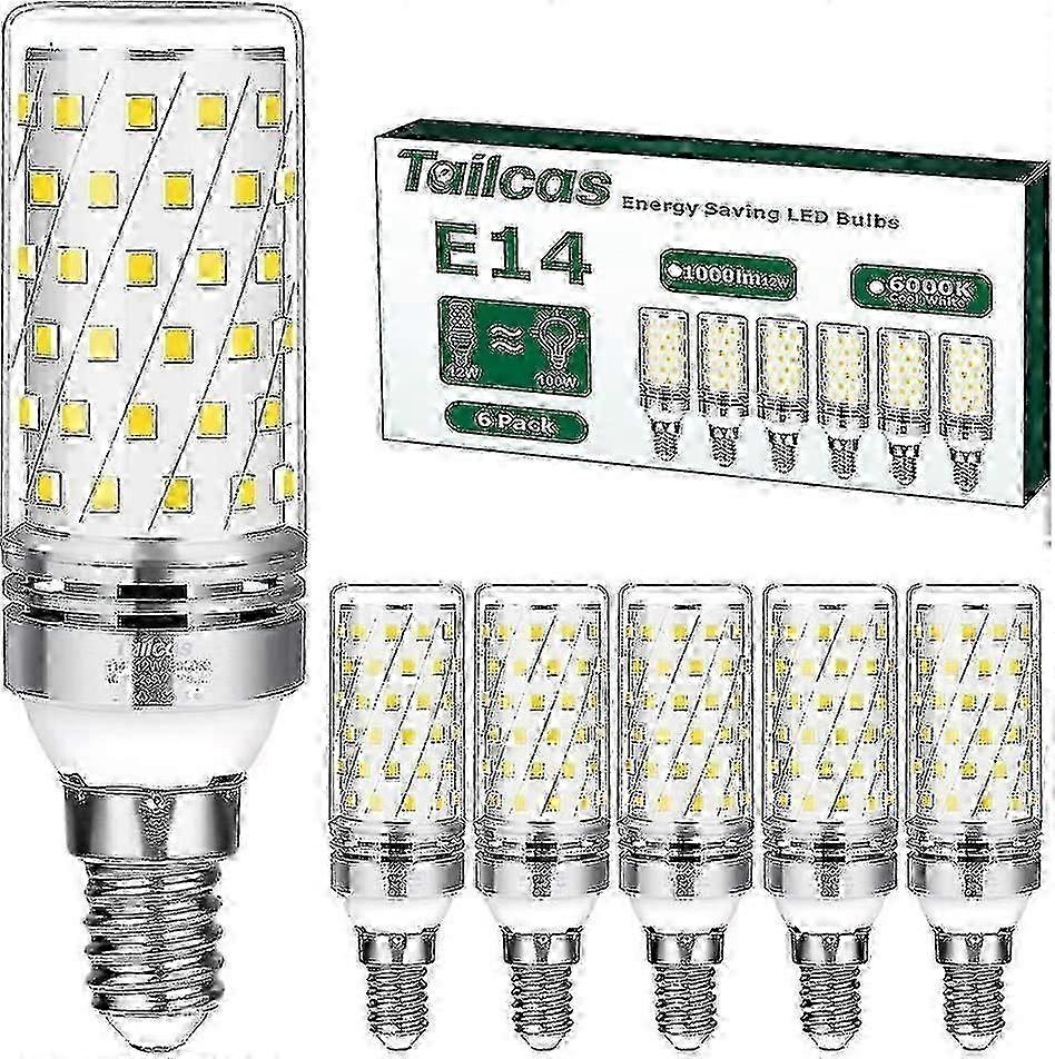 E14 قاعدة برغي لمبة LED بيضاء باردة - 16 واط ، 6000 كيلو ، 1200 لومن ، خالية من الوميض ، مثالية لإضاءة المكاتب
