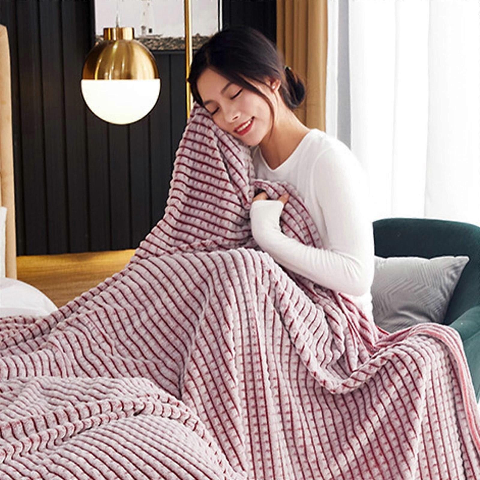 YANHAIGONG Flannel Fuzzy Blanket Throw, Solid Color for Sofa/Couch, Napping & Cooling, Breathable Comforter