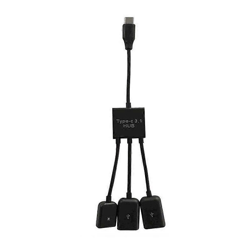 USB Type C Hub 3 in 1 Multiple USB Cable USB Type C Connector Mini Portable OTG Host Cable for Phone Tablet (Black)