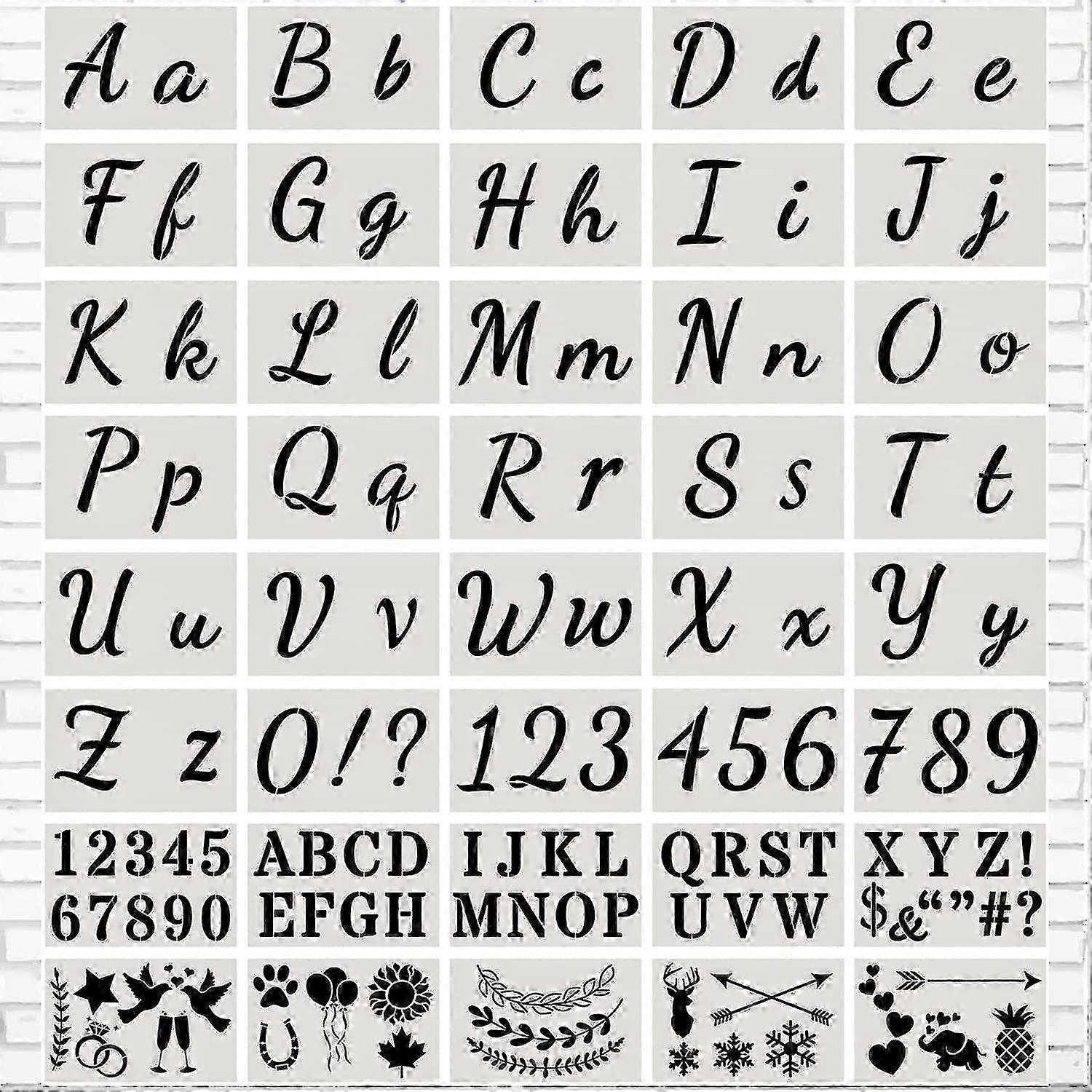 Reusable Plastic Alphabet Letter Stencil Number Stencil With Upper And Lower Case Letters Numbers And Signs (40 Pieces)
