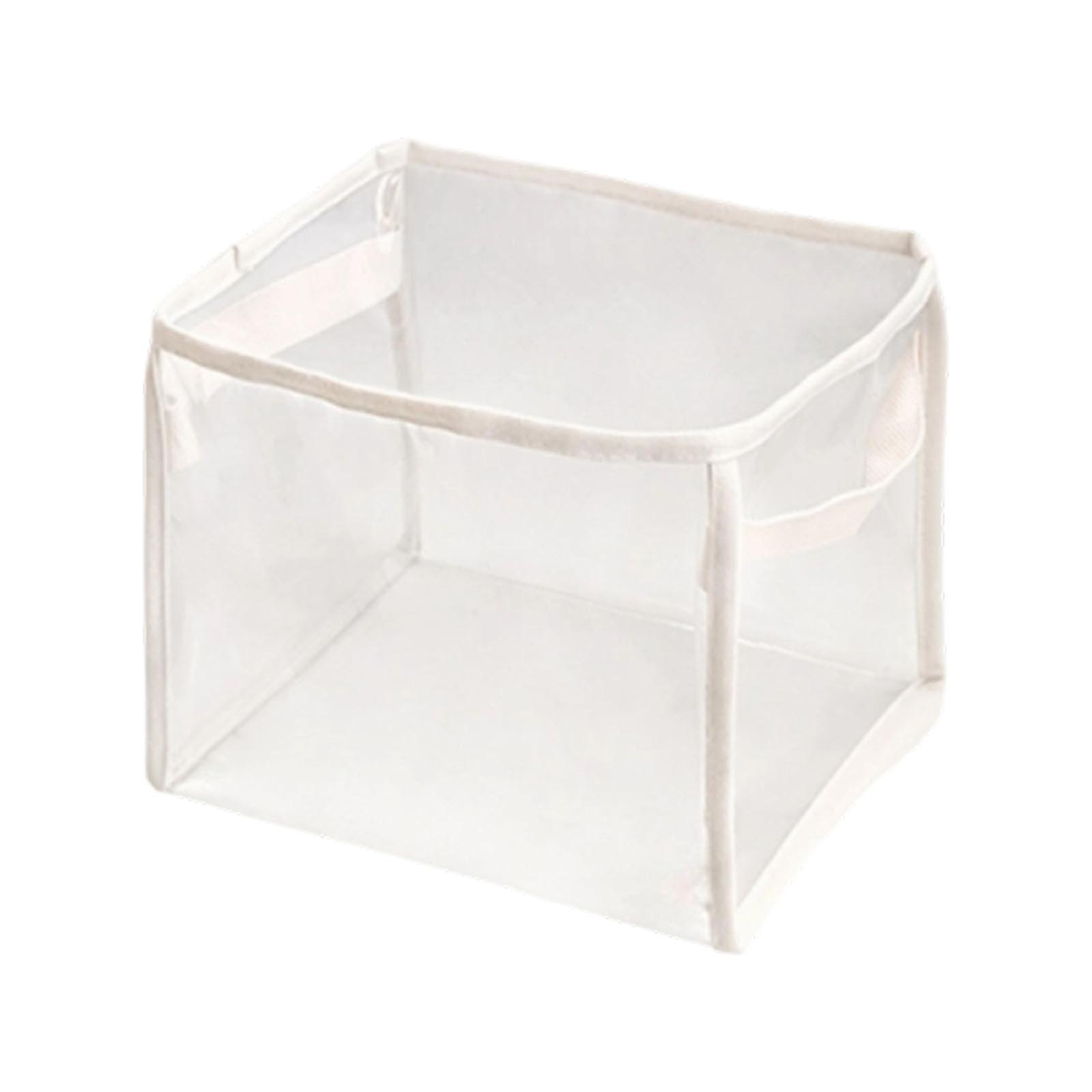 Clear PVC Storage Organizers Waterproof Bucket For Clothes Bathroom Items Foldable Handle Space Efficient  32