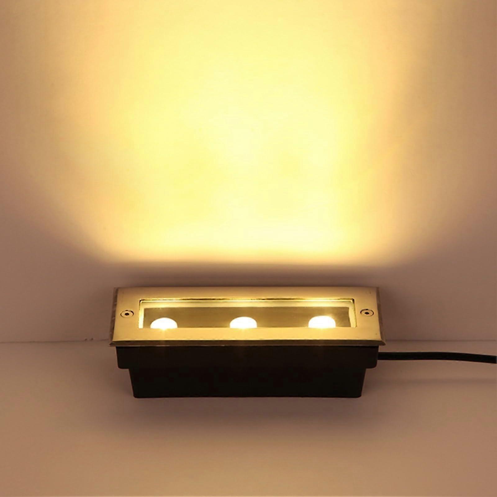 LED Landscape Lamp Embedded LED Spotlight Recessed Ground Light Rectangle IP67 Waterproof AC85265V Warm White 3W
