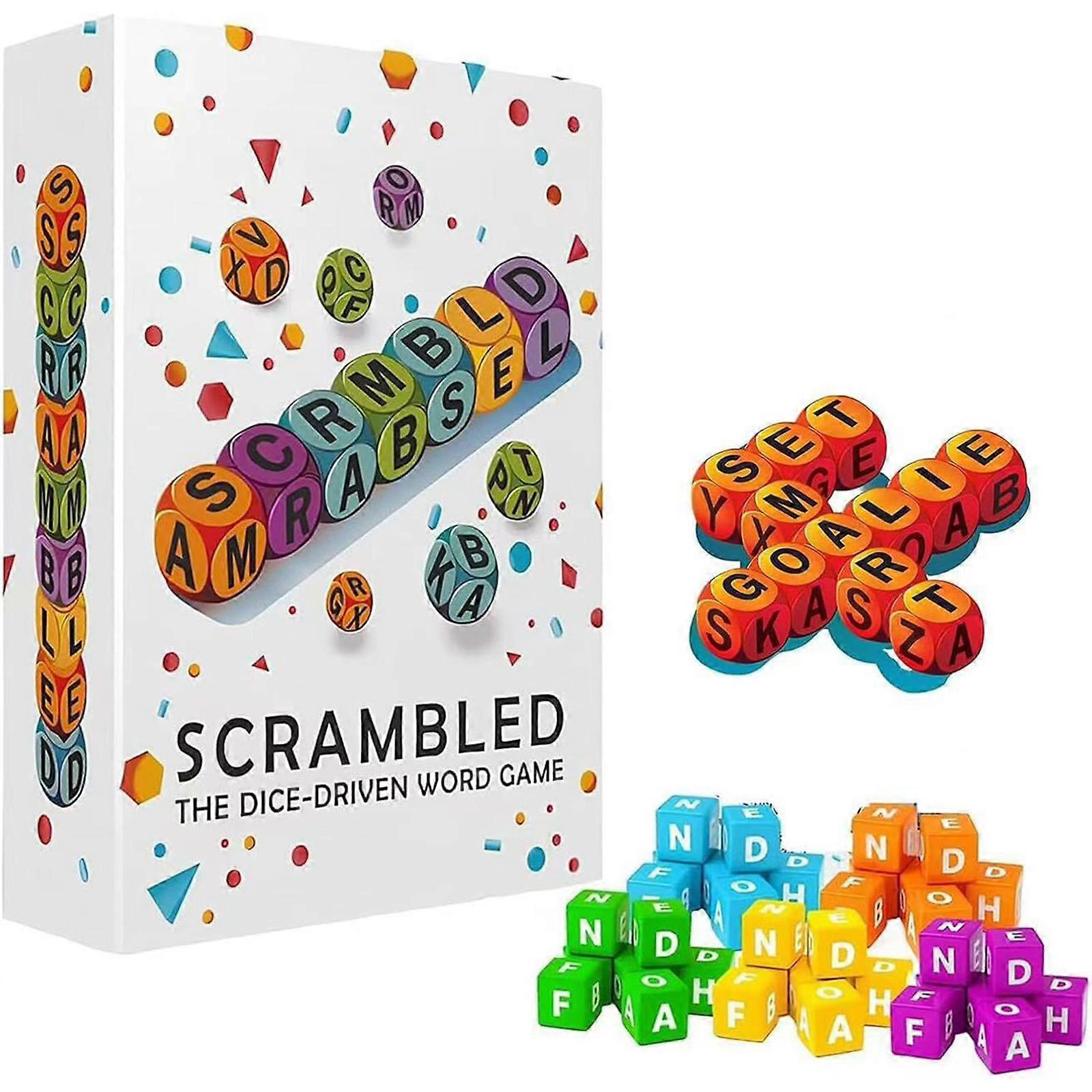 Interactive Letter Dices Spelling Challenge For Kids Durable ABS Material Construction Portable Carry Case Develops Language Skills Multicolor