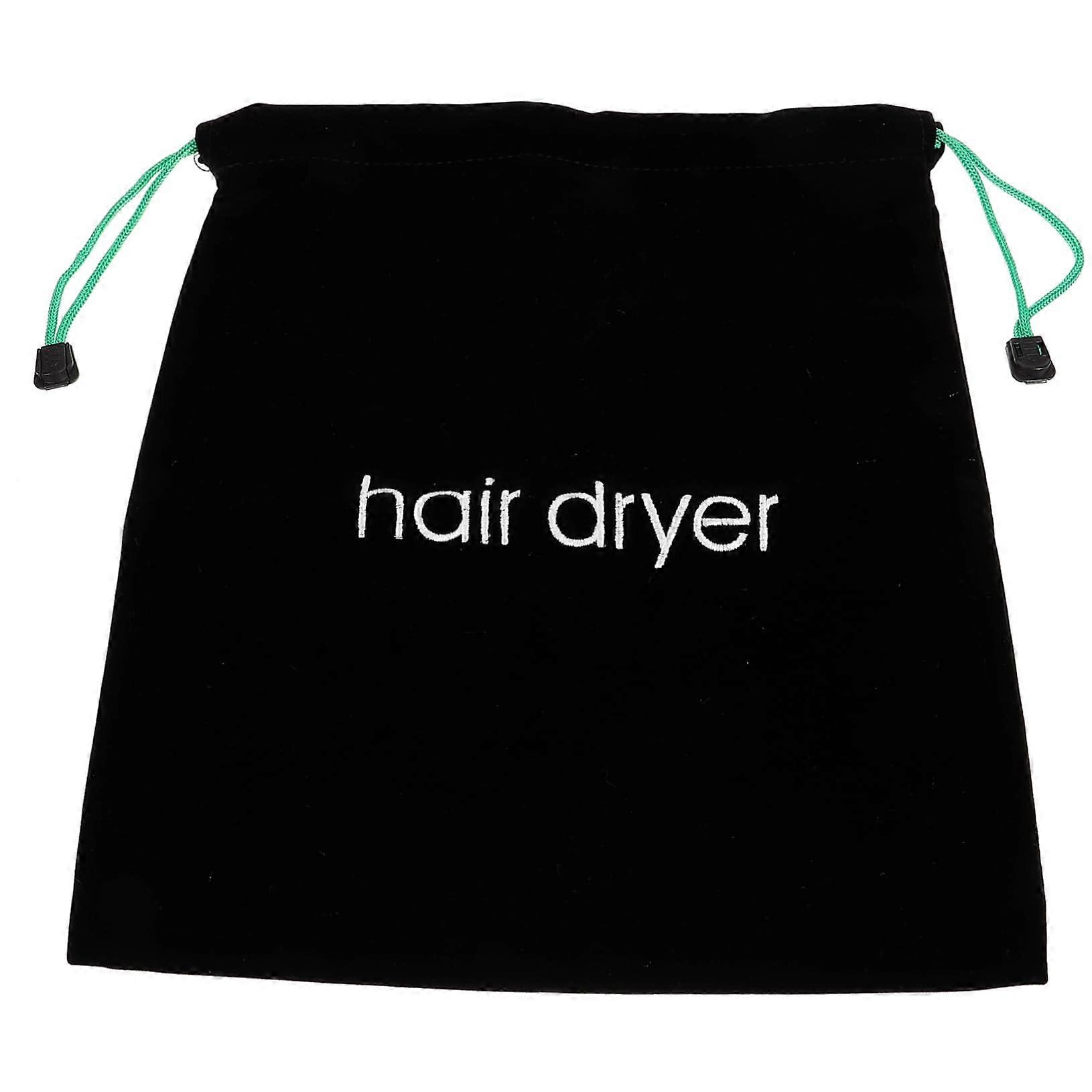 Wearresistant Drawstring Hair Dryer Bag Storage Organizer Pouch Travel Use Black Canvas Smooth Strings Bathroom Storage