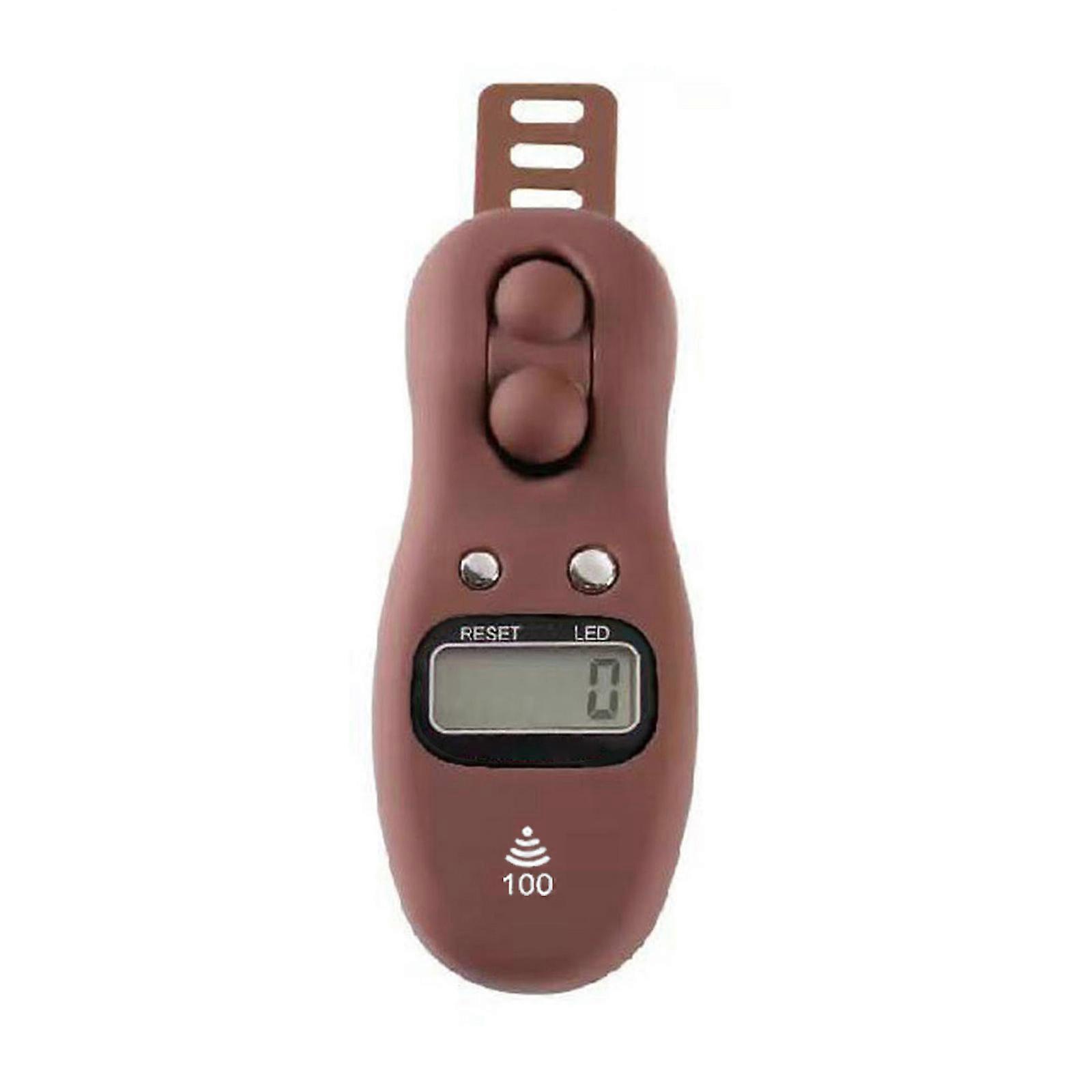 Handheld Led Large Screen Electrical Digital Counter Portable Finger Counter Prayer Relaxation Tool Decompression Gift  brown