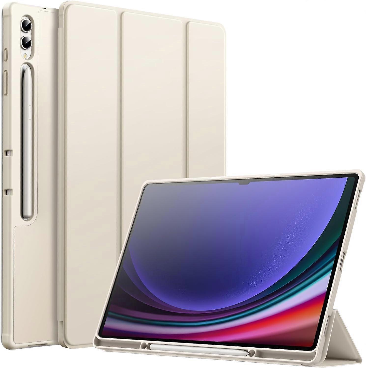 Case for compatible with Samsung Galaxy Tab S9 Ultra 14.6 Inch with S Pen Holder, Soft TPU Tri-Fold Stand Protective Tablet