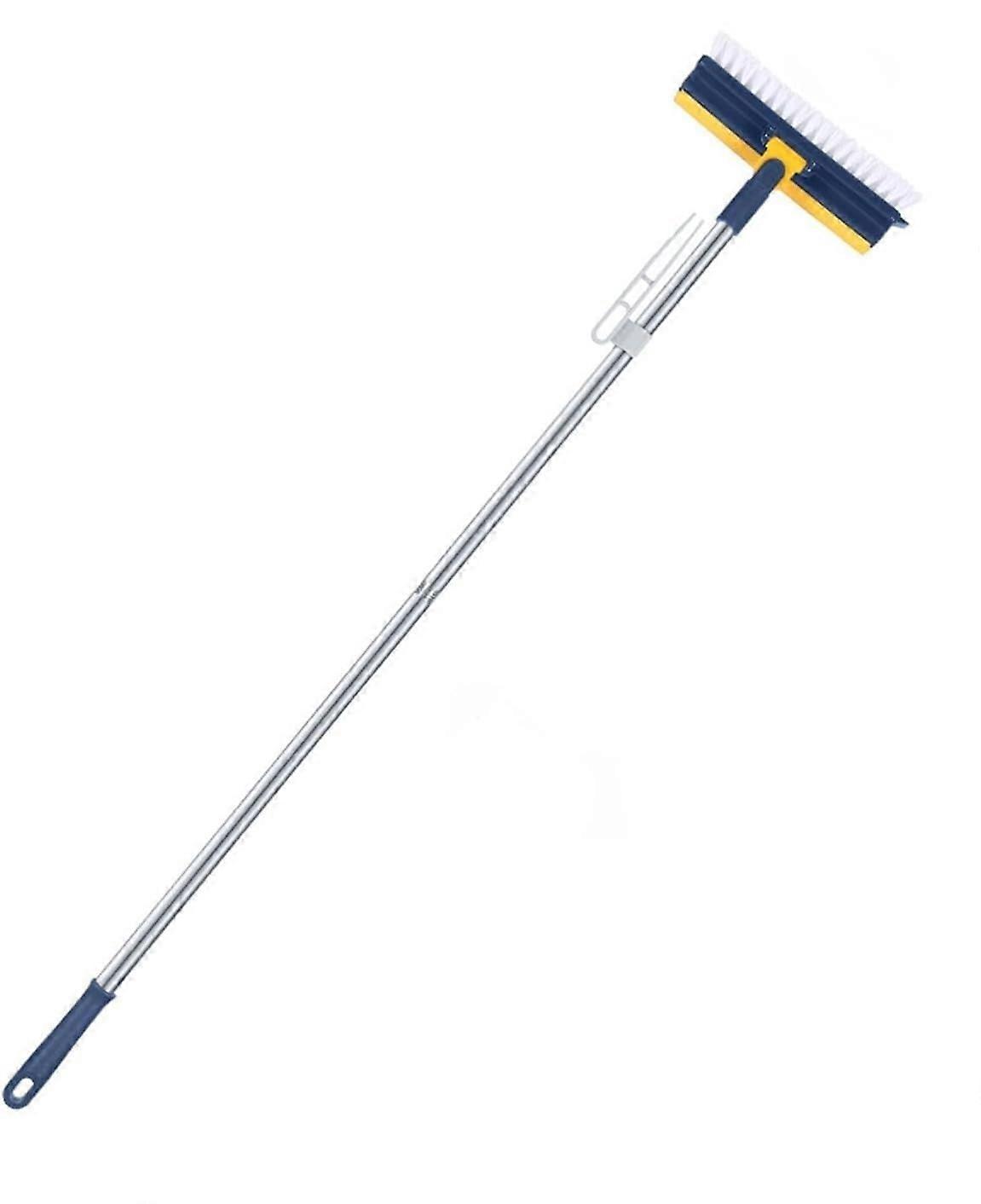 Adjustable 43' Push Broom with Stiff Bristles and Scraper for Tile, Bathroom, Kitchen, Garage & Deck