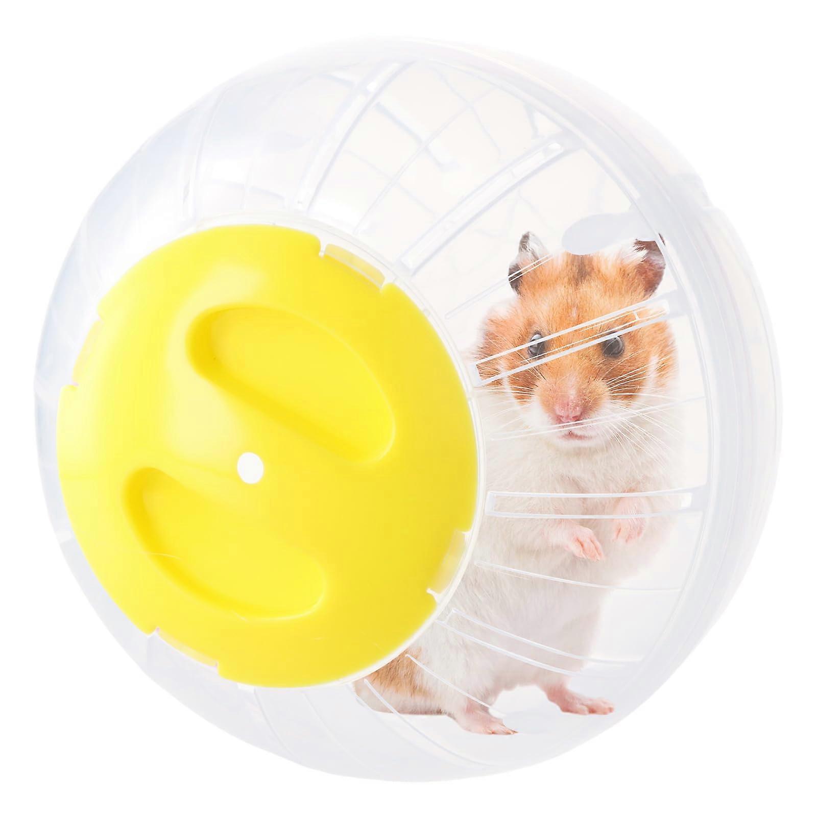 Boule pour hamster, 14,5 cm, boule d'exercice pour hamster, roue d'exercice transparente pour petits animaux (jaune).