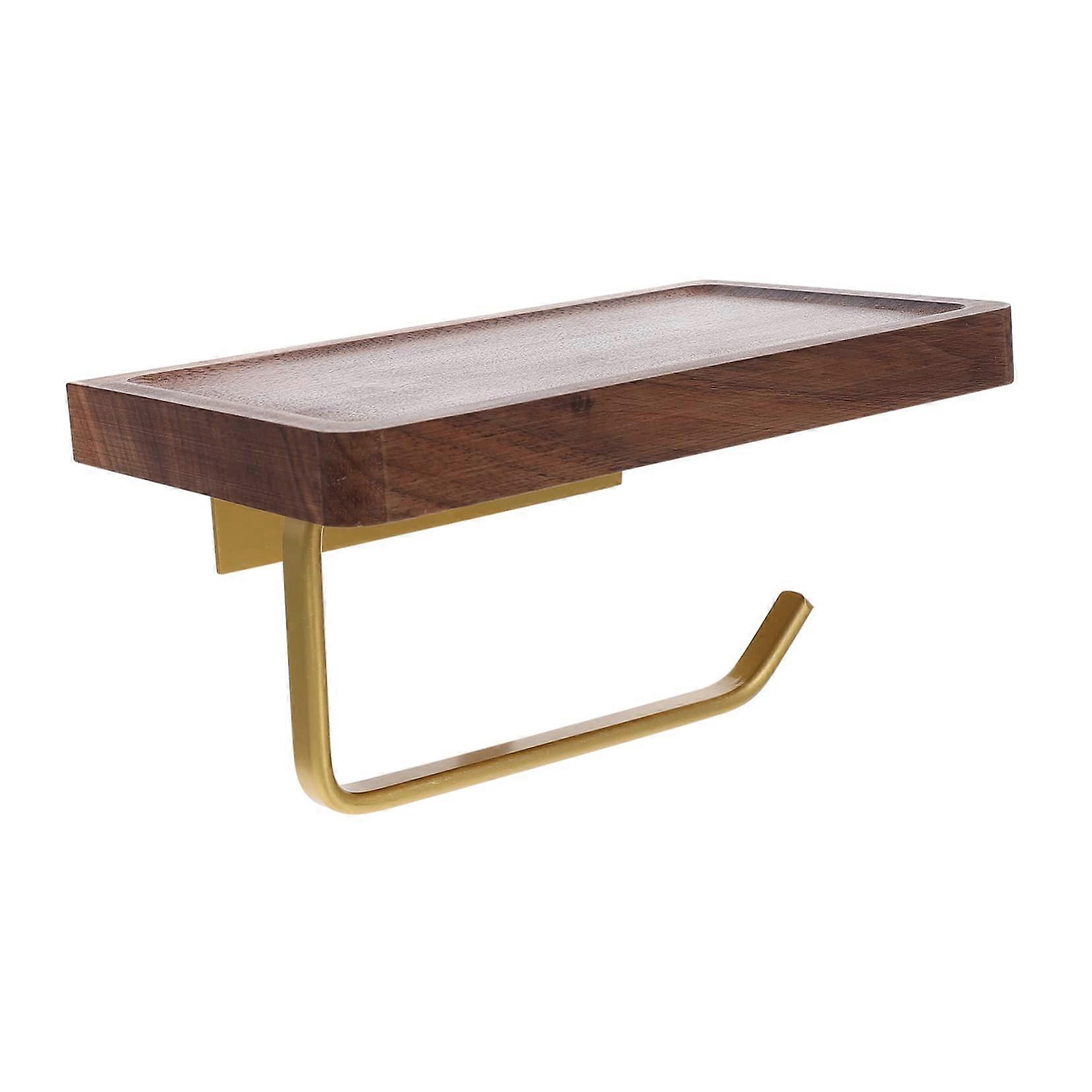 Wall Mounted Toilet Paper Holder with Shelf for Bathroom Storage and Phone Placement