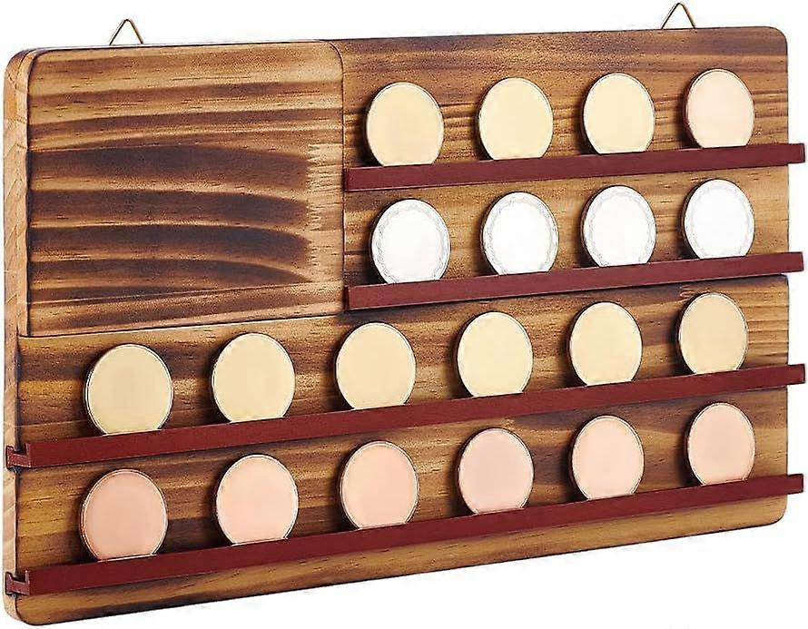 Handmade Wooden Challenge Coin Display Holder Collections Coins Wall Stand with Credit Card Holder Wallet Features for Patriotic Decor