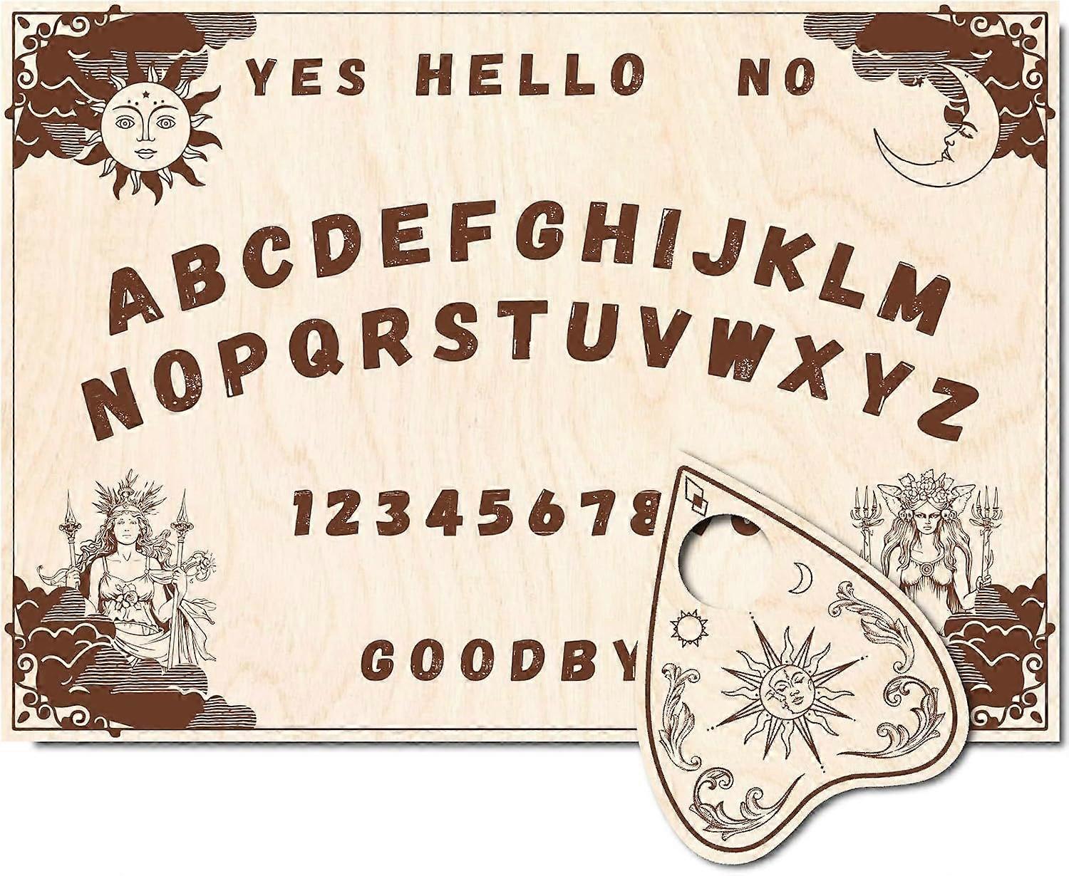 Sun Wood Spirit Board Moon Pendulum Dowsing Divination Board Set Talking Boards with Planchette Metaphysical Message Board for Stuff Party Supplies 11