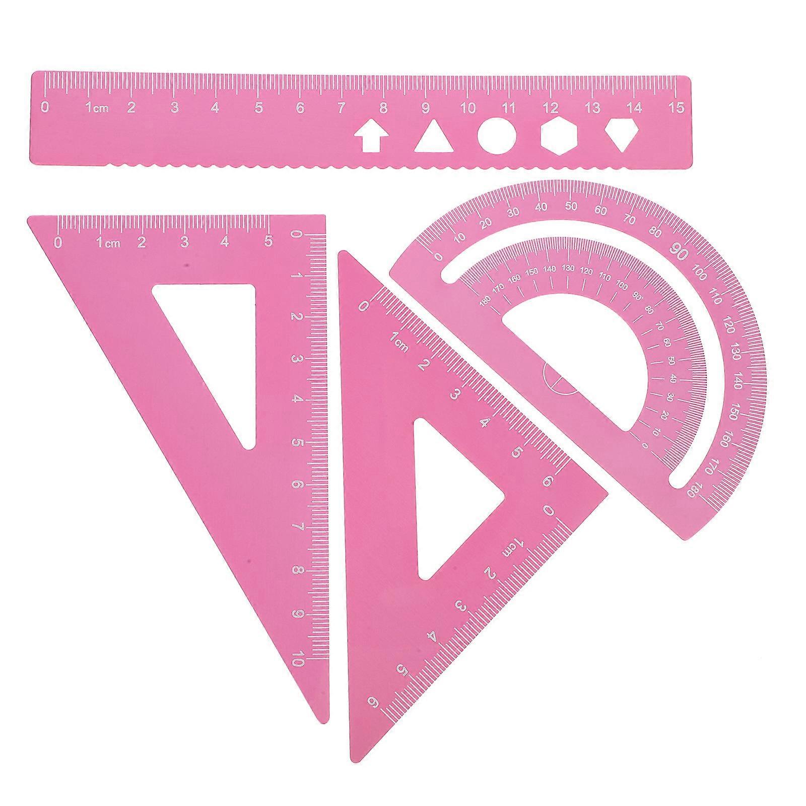 Metal Aluminum Alloy Ruler Set for Students with 4Pcs Geometry Tools