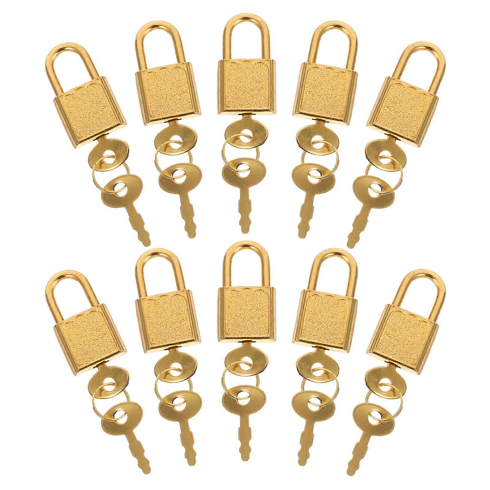 Mini Padlock Small Lock for Box with Key 10Sets Elegant Golden