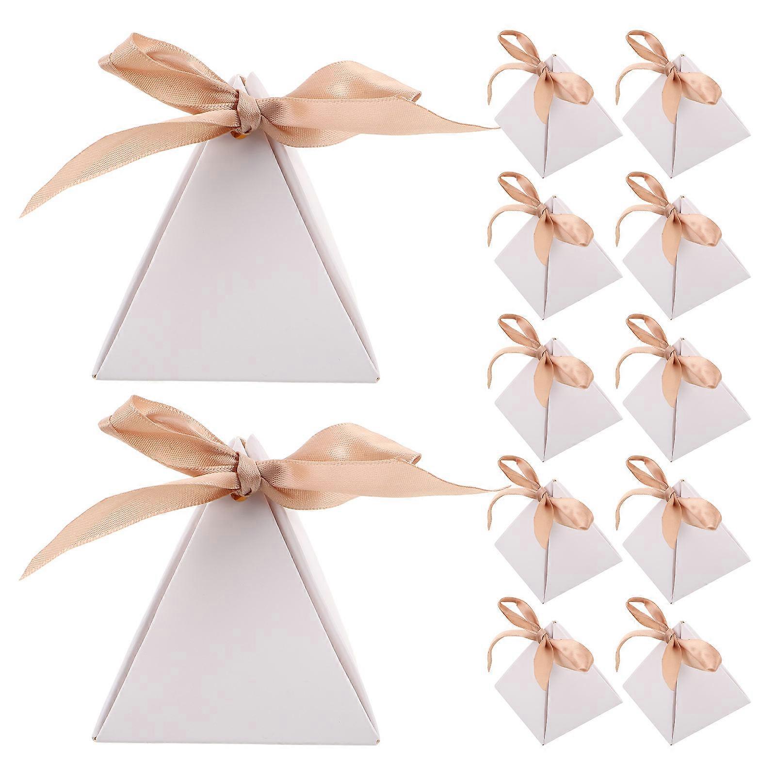 Triangle Wedding Candy Boxes for Party Favors 25Pcs White Paper Boxes