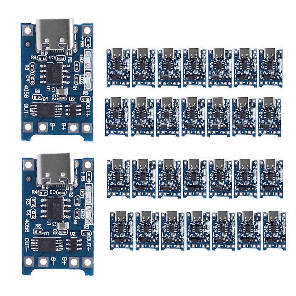 30Pcs Type-C 18650 Lithium Battery Charger Module 5V 1A Charging Board with Dual Protection Functions for DIY Projects