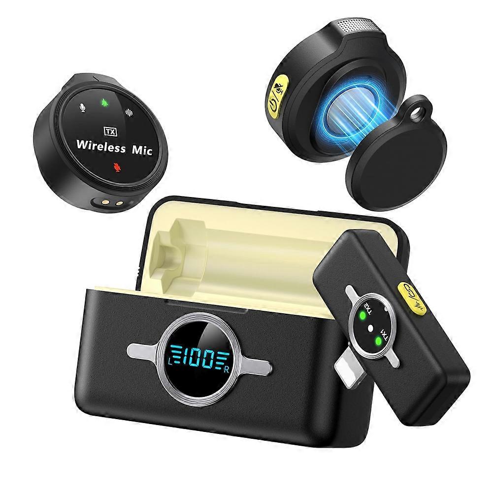 Wireless Lavalier Microphone, Lapel Mics Plug-Play, 2.4GHz Noise Cancellation, Charging Case Included, 300ft Range