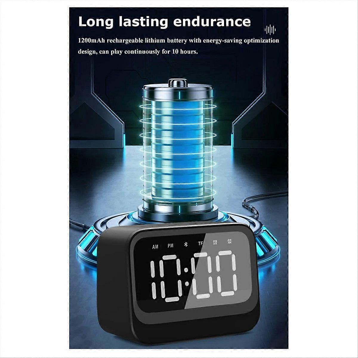 Mini Clock Bluetooth Speaker Portable Dual Alarm Clock