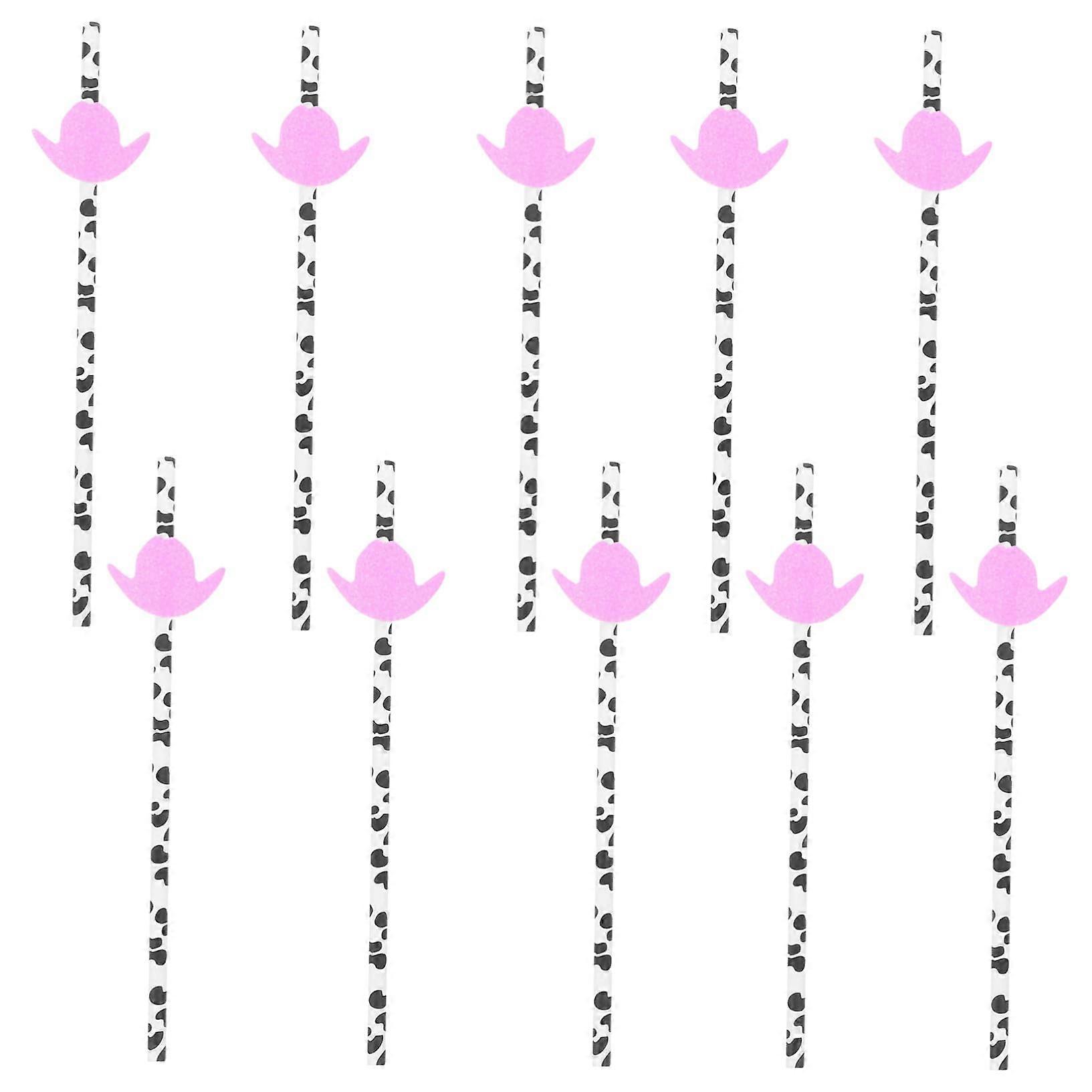 30pcs Cow Print Biodegradable Paper Straws for Western Bachelorette Party Drinks