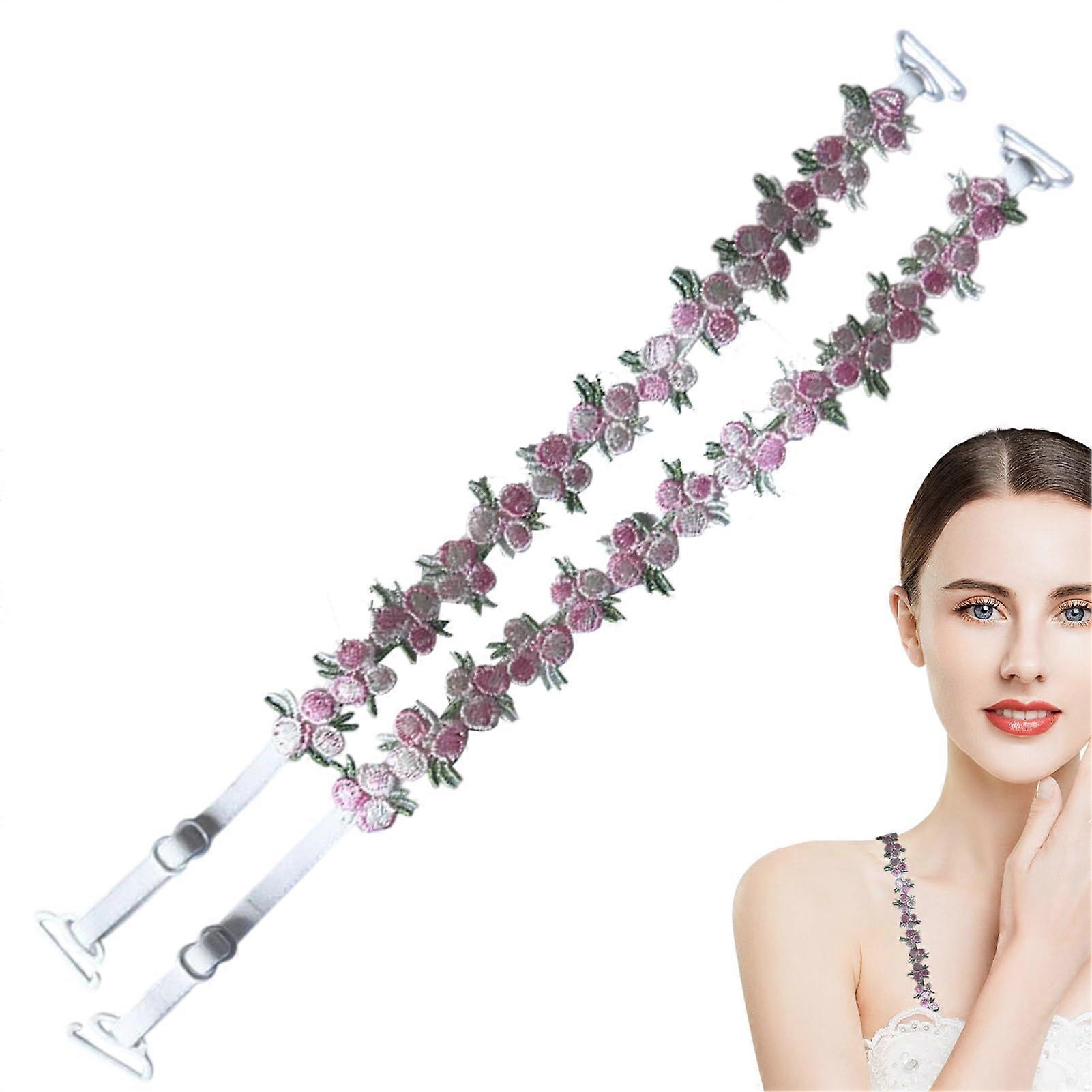 Adjustable Decorative Bra Straps with Floral Design for Dresses and Tops – Removable Replacement