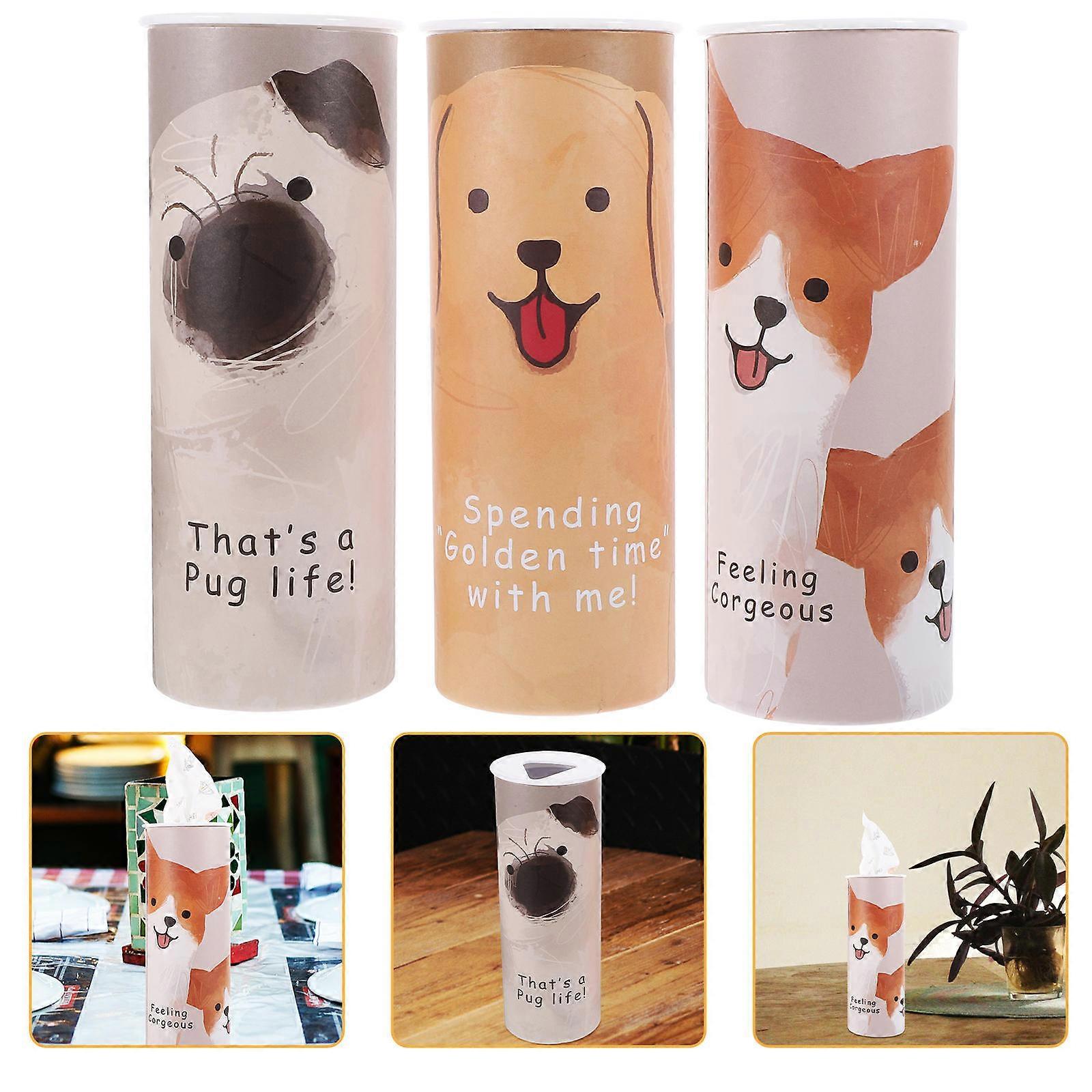 3pcs Tissue Box Holder Round Paper Container for Storage Suitable for Various Scenes Multi Color