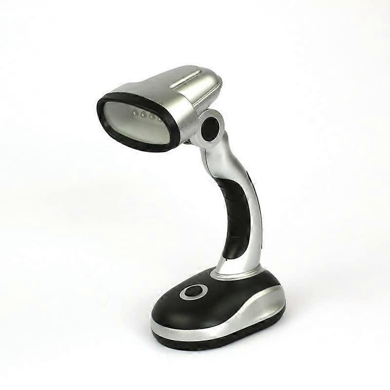 LED Desk Lamp with Super Bright Lighting, Battery Powered Adjustable Reading Light for Home Camping Black Silver