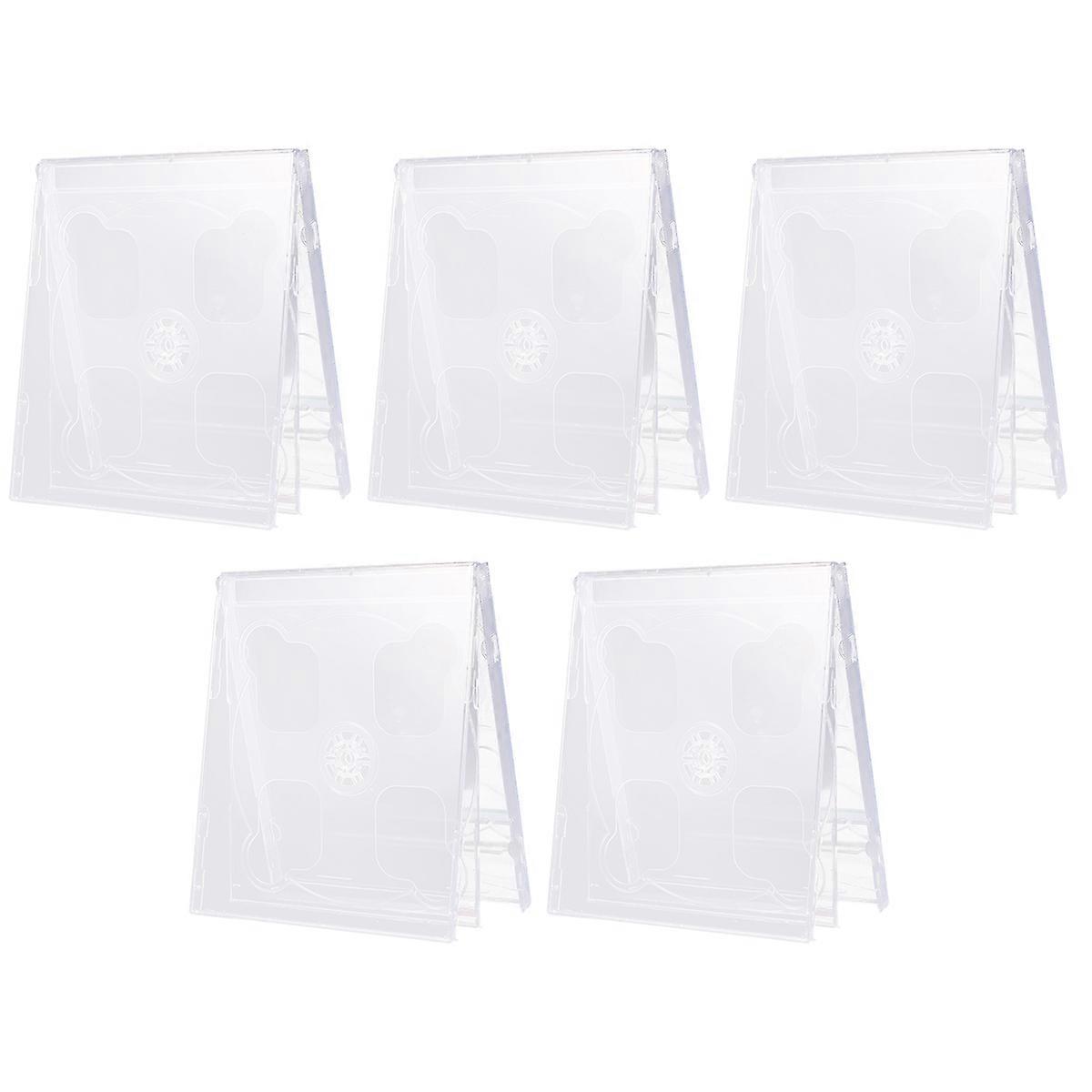 5pcs Dual CD Jewel Case with Assembled Clear Tray Standard Empty Clear Replacement DVD Case Portable  CD Package Case (Transparent)
