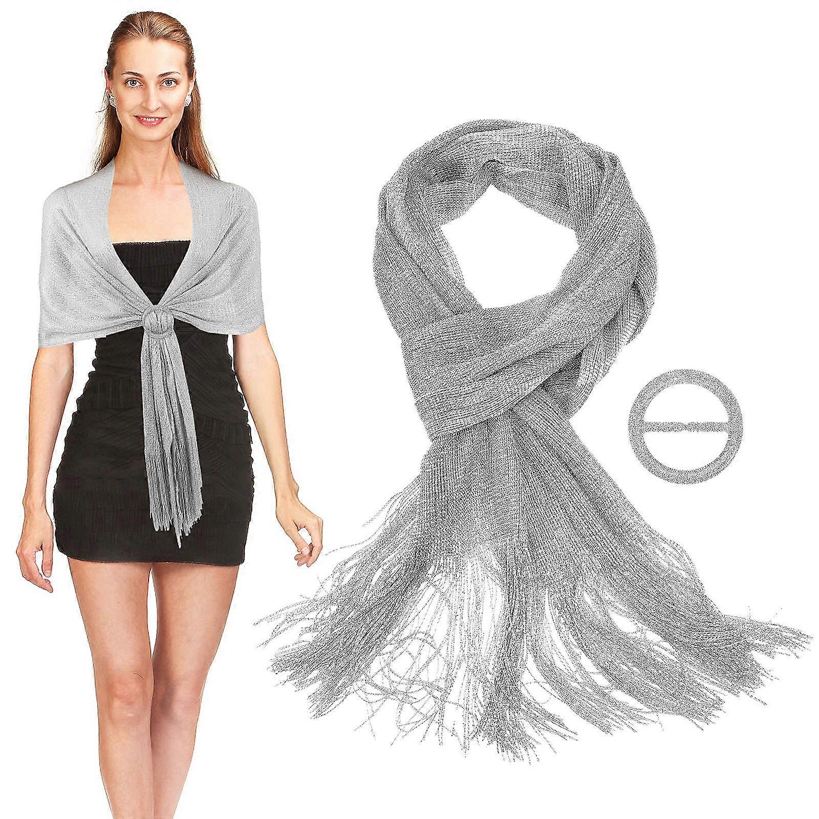 Lightweight Shawls Ladies Chiffon Scarf Silver Color Warmth Function Rectangular Shape 1 Set