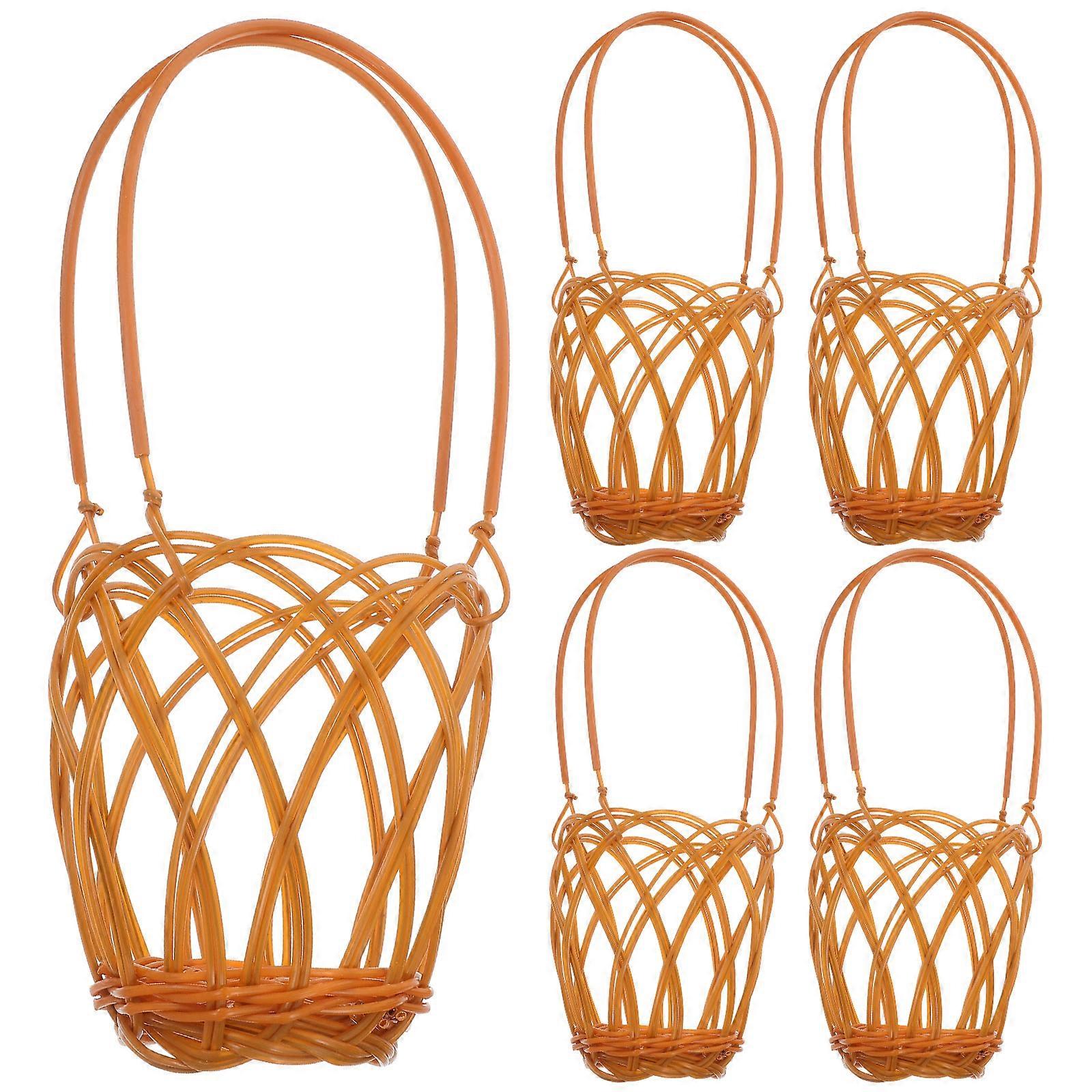 Light Brown Plastic Basket with Handle for Carrying 20Pcs Wine Bottles