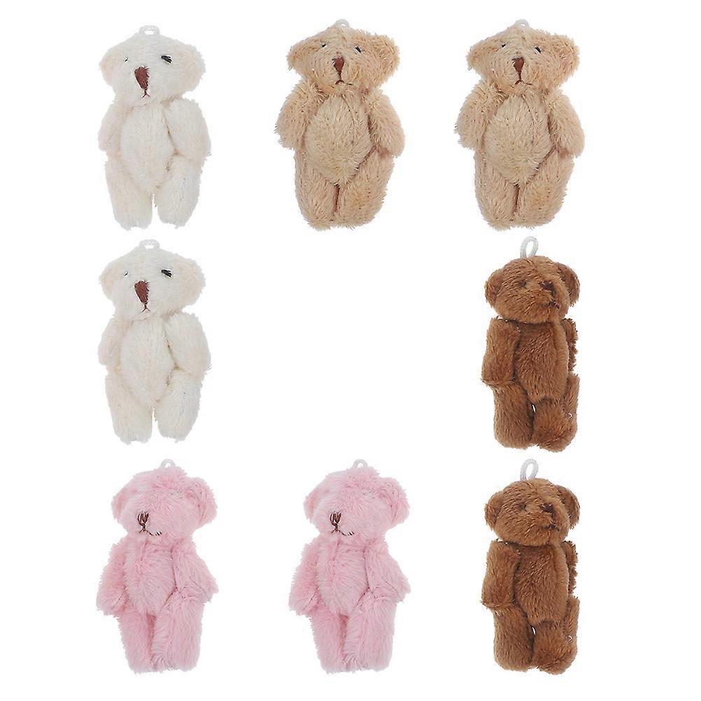 Plush Mini Bear Keychain Set for Party Use with 8Pcs Soft Stuffed Animals