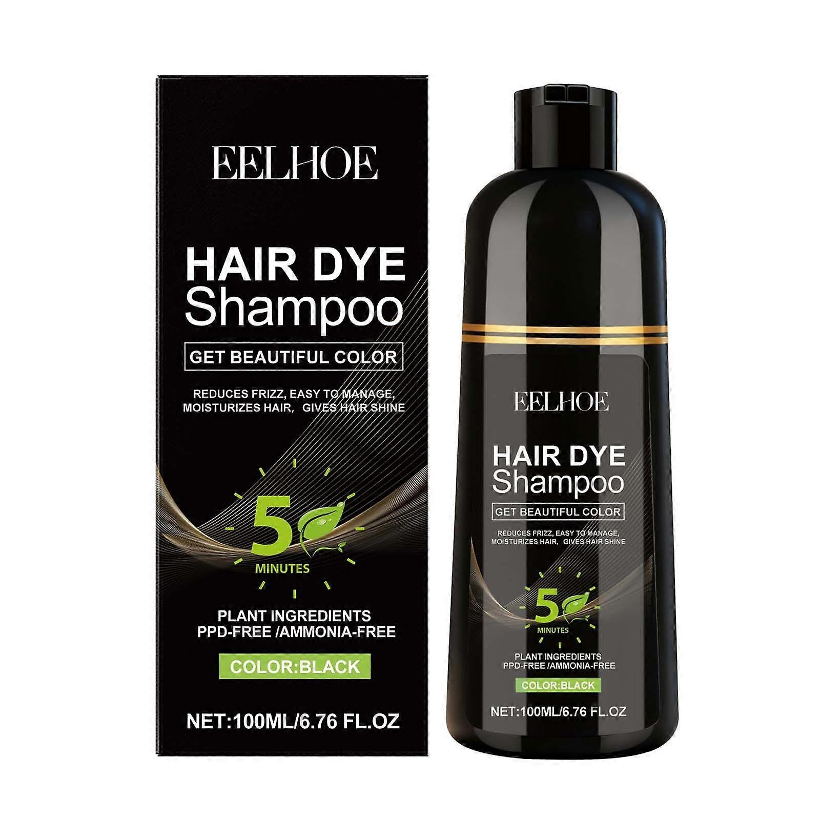 100ml Hair Dye Shampoo, Temporary Black Hair Shampoo with Natural Ingredients - Instant Color for Up to 30 Days, Simple to Use, Fast-Acting for Men Wo