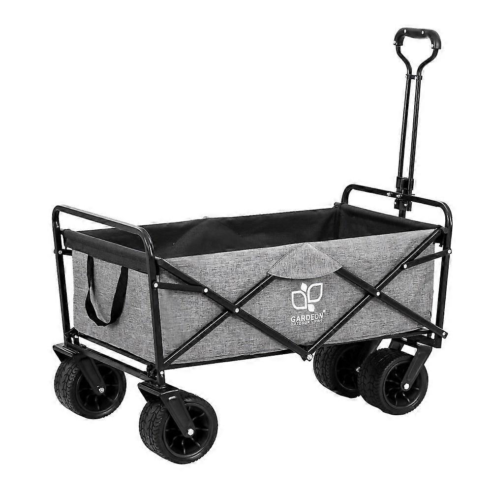 Gardeon Garden Cart With Cargo Net Grey Wheelbarrows Carts Wagons