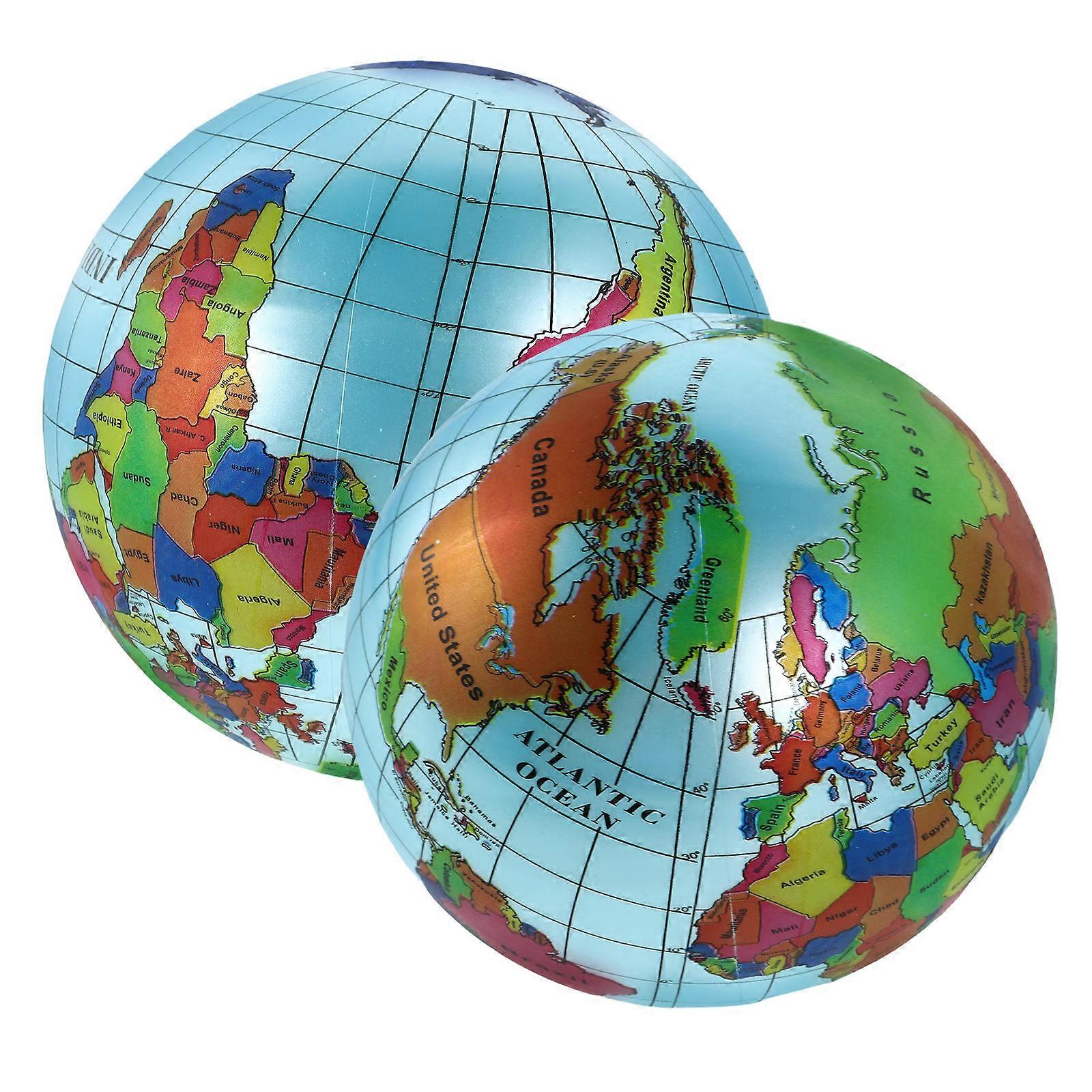 Inflatable Globe World Map Ball for Kids Educational Toy 2Pcs Portable
