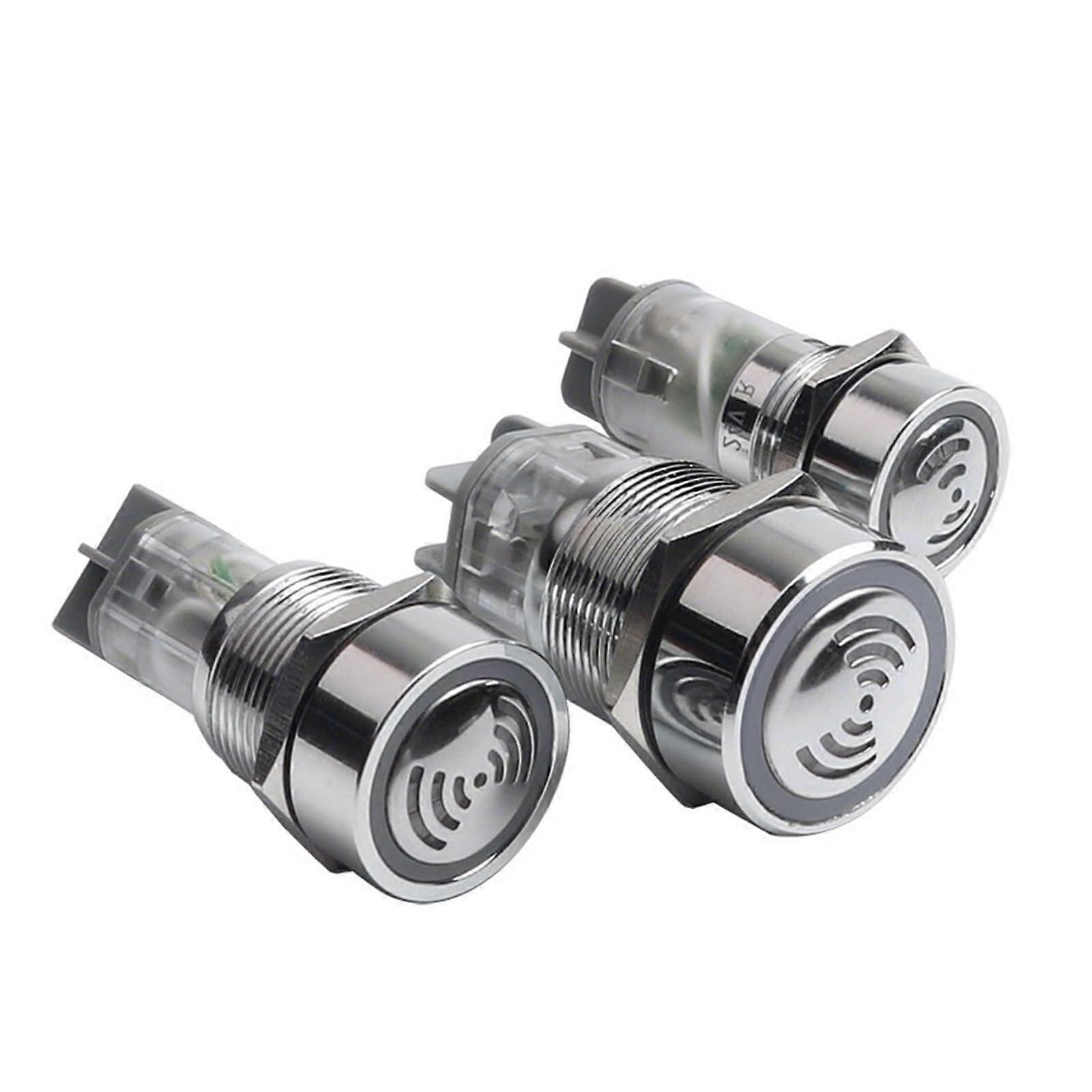 Waterproof LED Warning Buzzer IP65 24V Metal 19mm with Intermittent Flashing Light