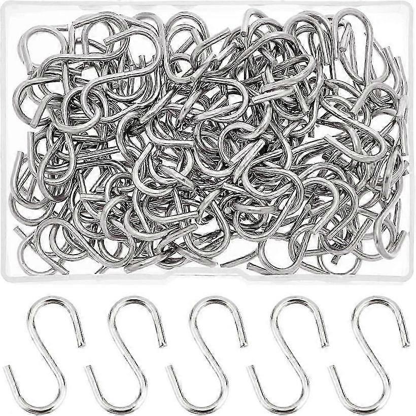 Stainless Steel S Hooks 100pcs 29x2mm for Hanging Keys Jewelry Bags