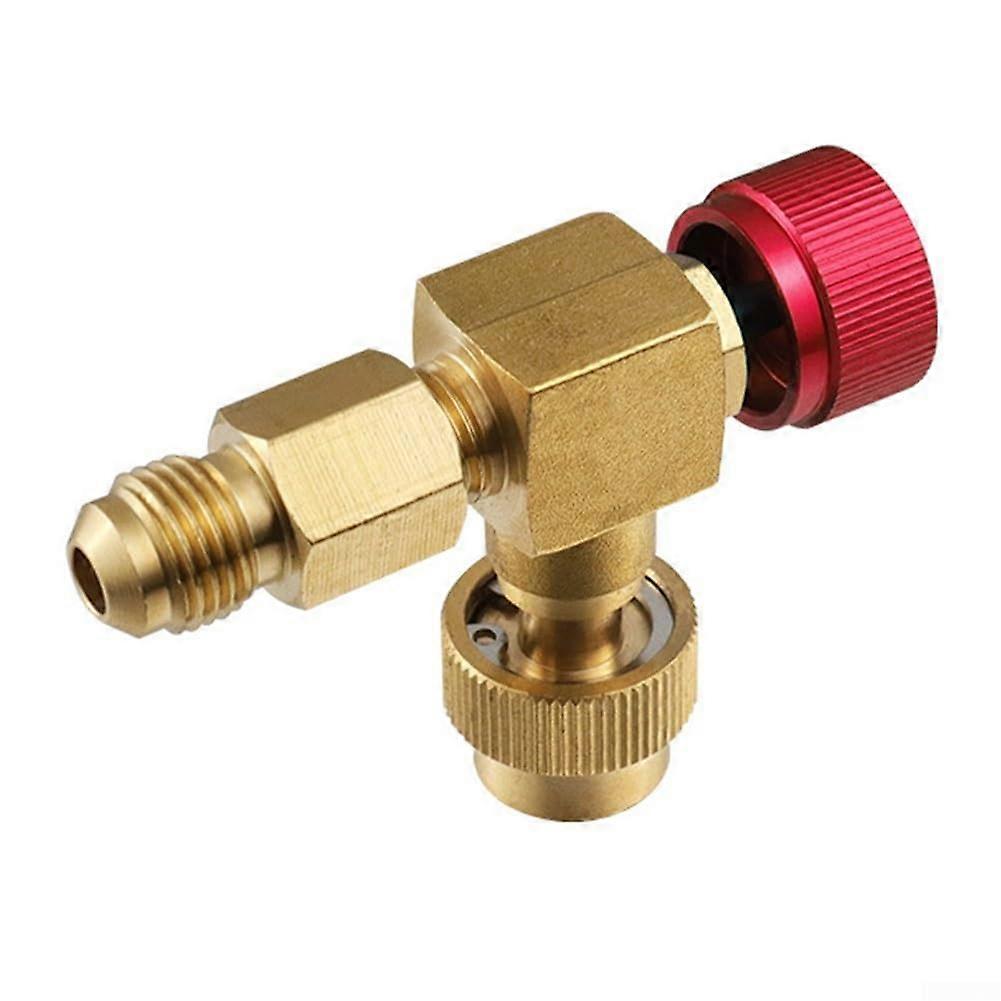 Refrigerant Charging Valve With Safety Valve, Maintenance Switch Tool, Copper AntiSlip Knob, Compatible With R410A R22