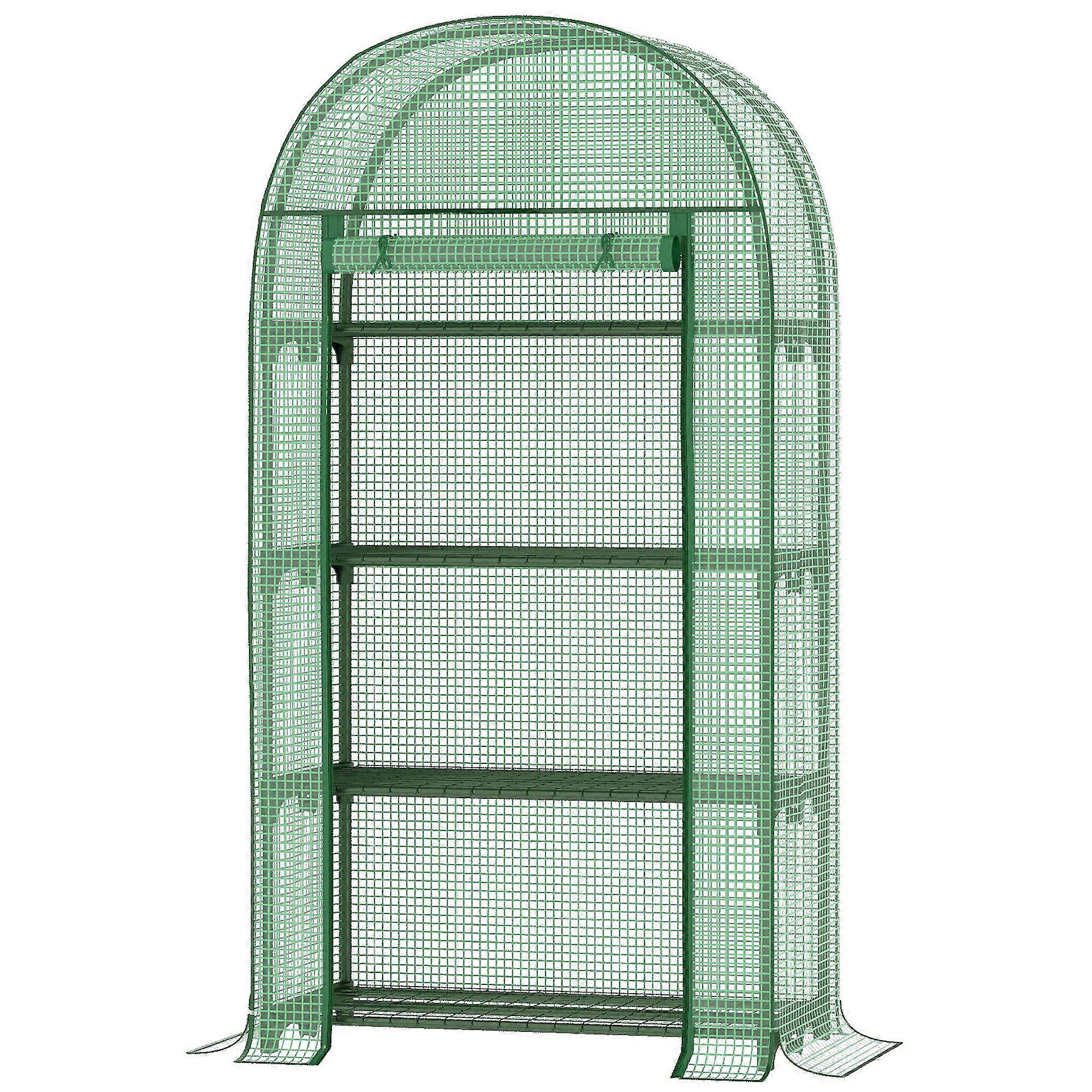4 Tier Mini Greenhouse with Roll Up Door