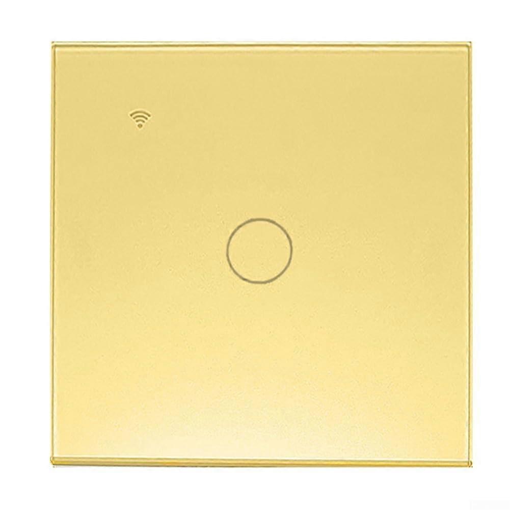 WiFi Light Switch Smart Touch Control Glass Panel Wall Switch for Home Office Gold 1 Way