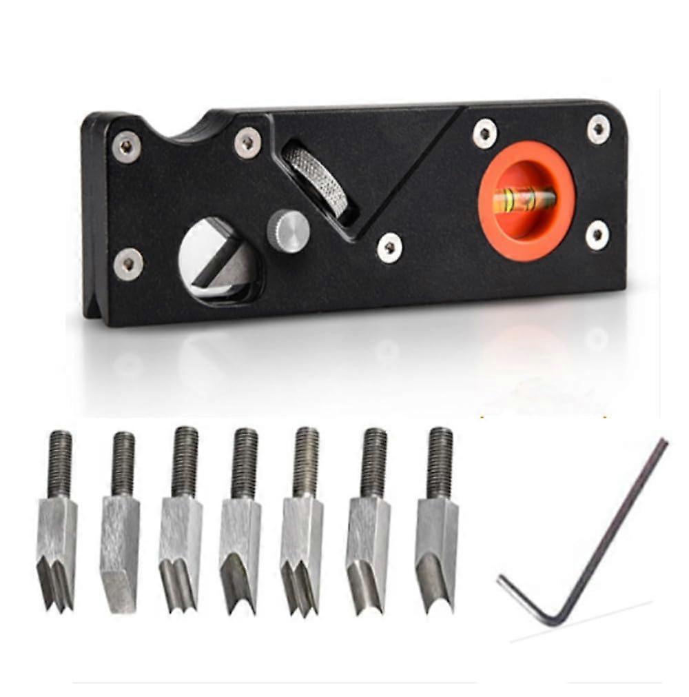 Woodworking Chamfer Plane with 7in1 Cutter Heads, Adjustable Depth Edge Trimming Hand Plane