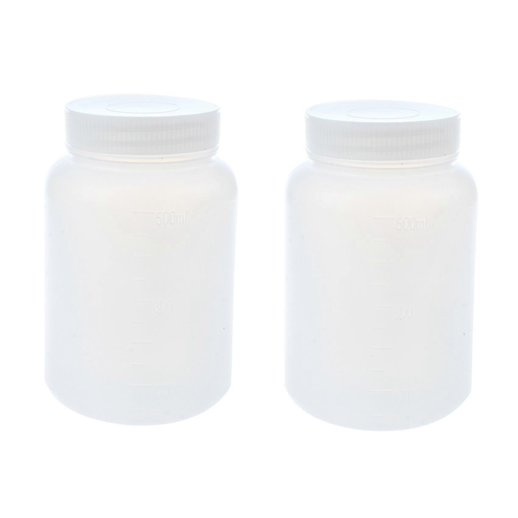 2X Laboratory Chemical Storage Case White Plastic Widemouth Bottle 500ML