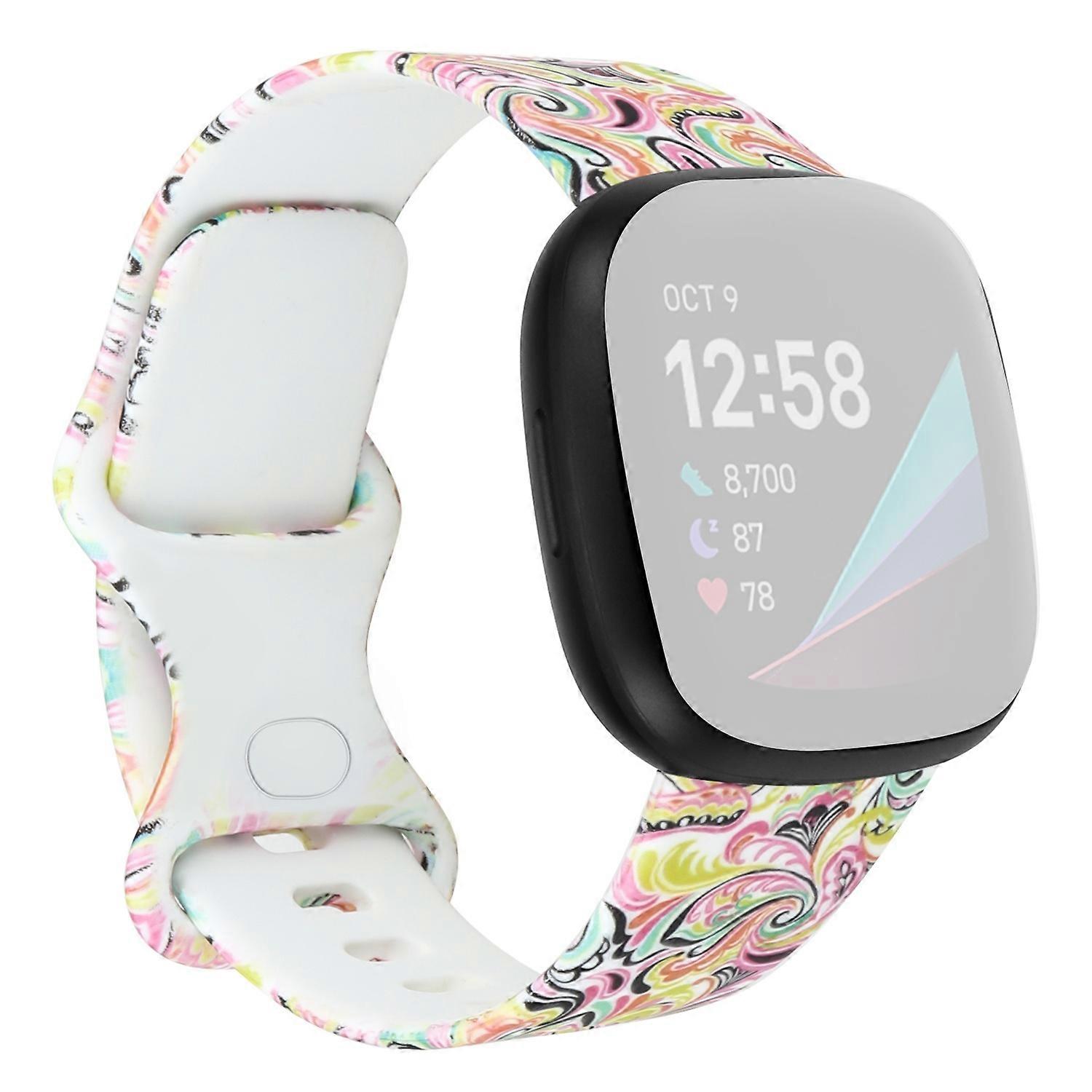 Pattern Printing Design Silicone Watch Band Strap Replacement Size S for Fitbit Versa 3