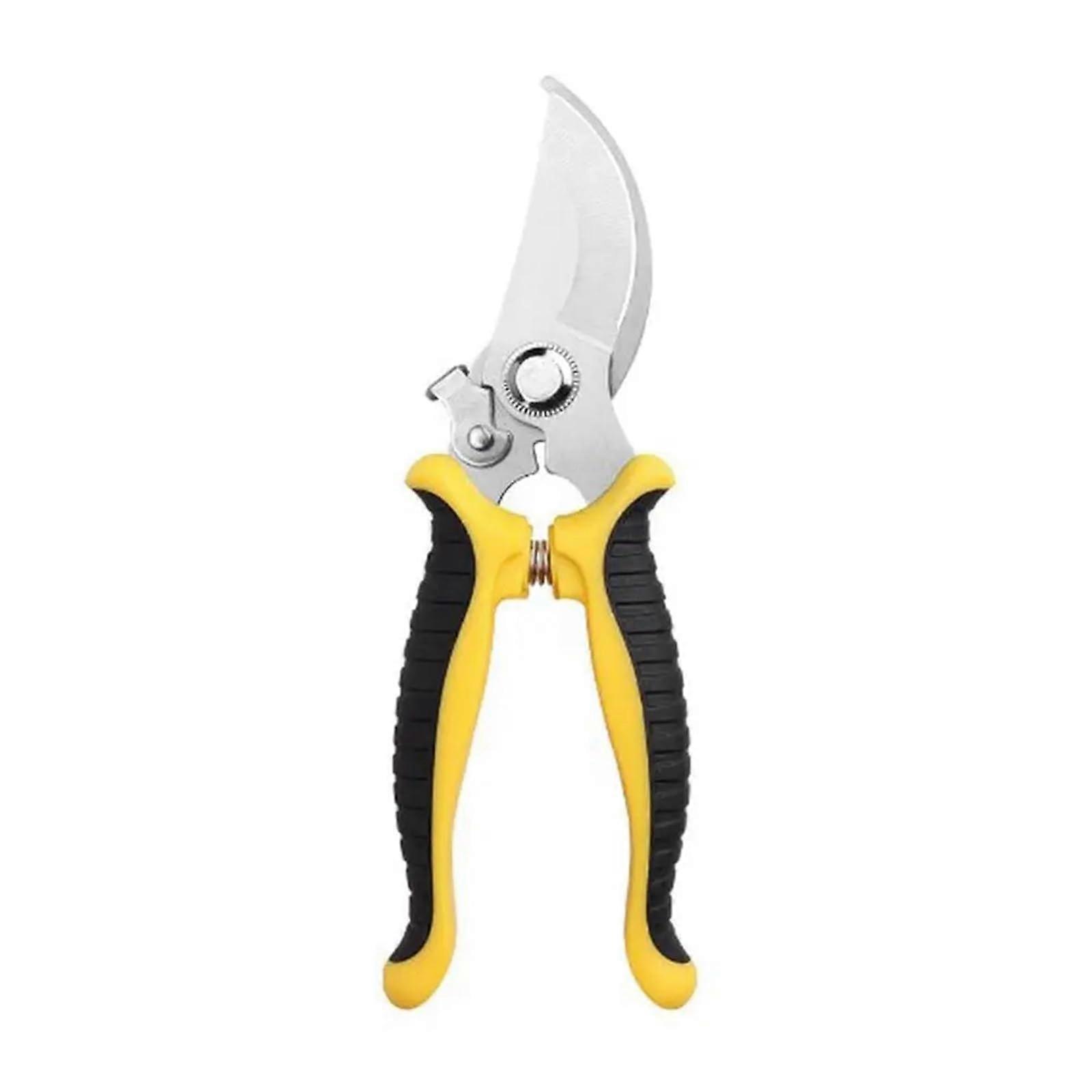 Professional Bypass Pruning Shears, Sharp Garden Scissors for Branches, Ergonomic Yellow Handle