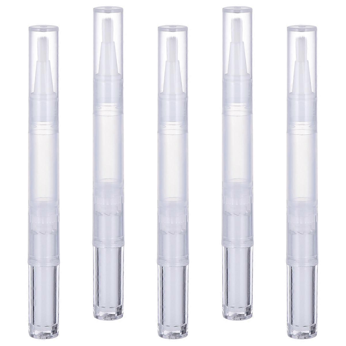 Nail Pen Transparent Empty Container with Brush Tip 5Pcs Set